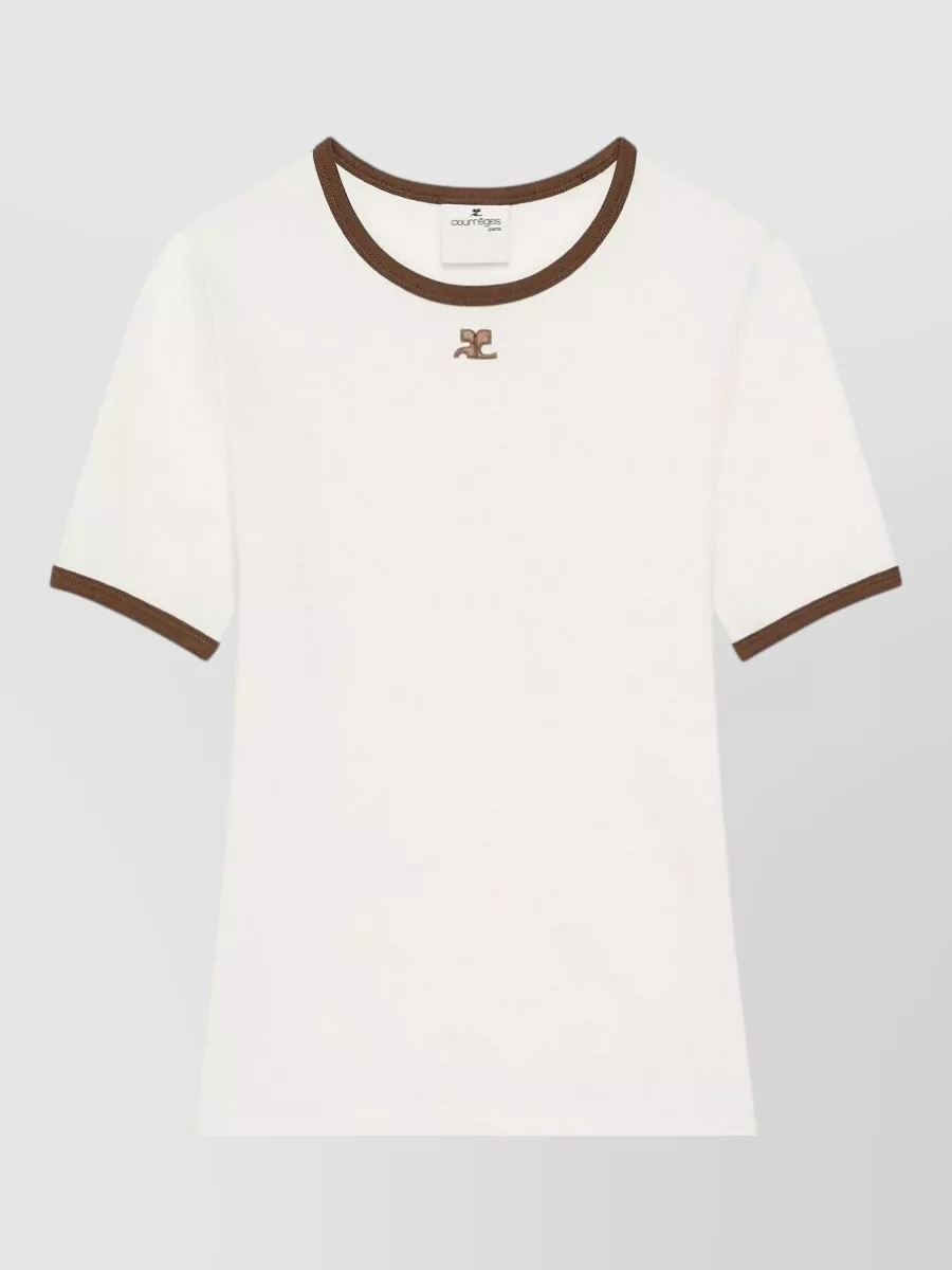 Courrèges Cotton contrast-ribbed crew-neck short-sleeve t-shirt