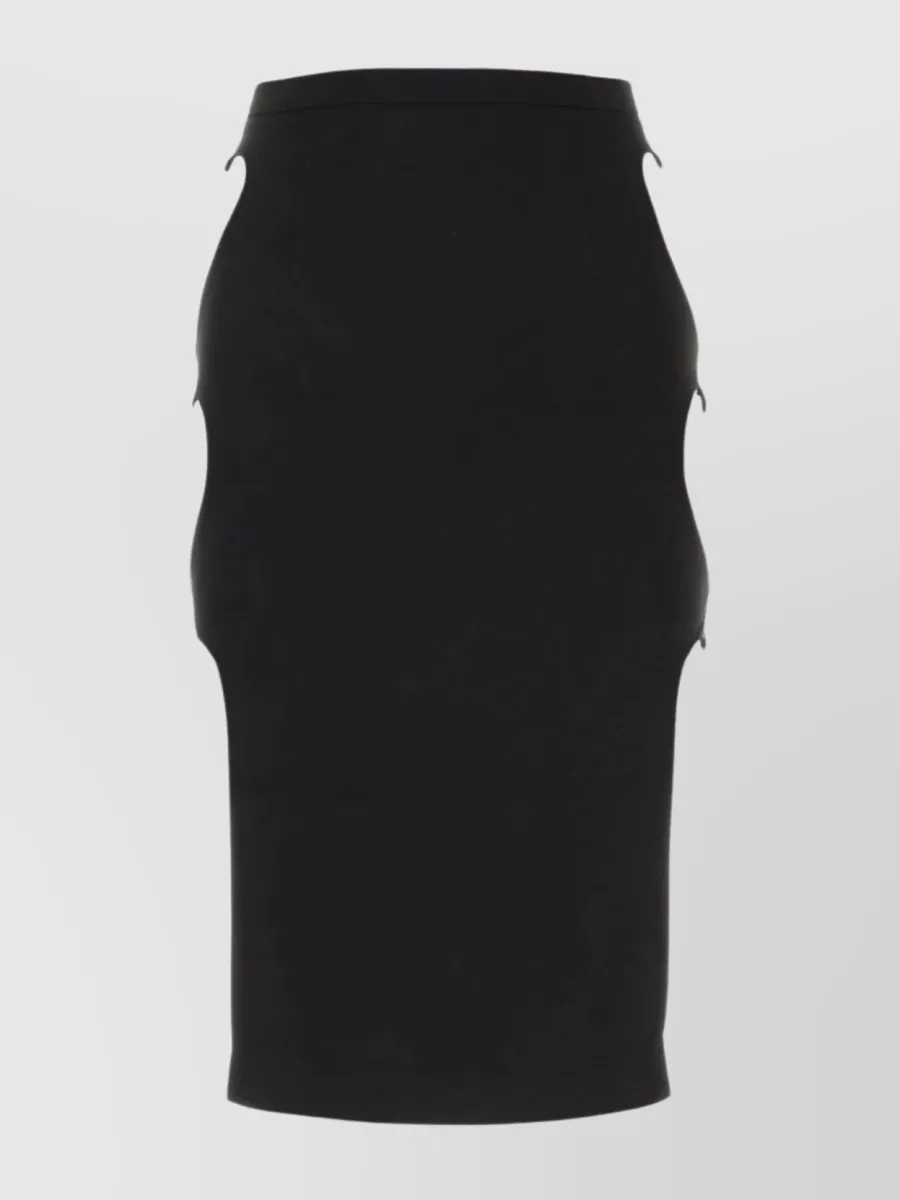 Shop Marco Rambaldi High-waisted Stretch Viscose Skirt With Side Buttons In Black