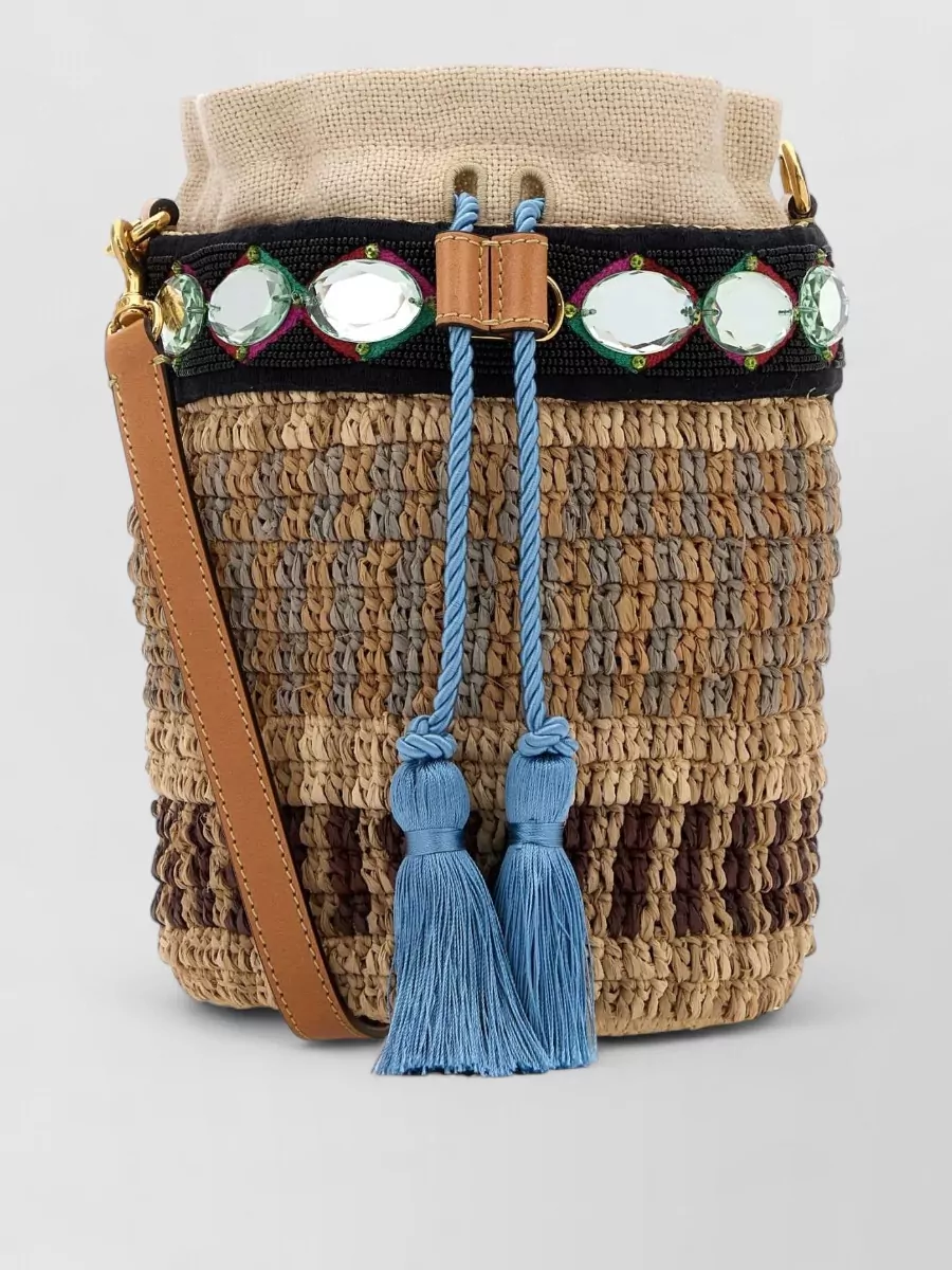 Valentino Garavani Vlogo Signature Raffia Bucket Bag