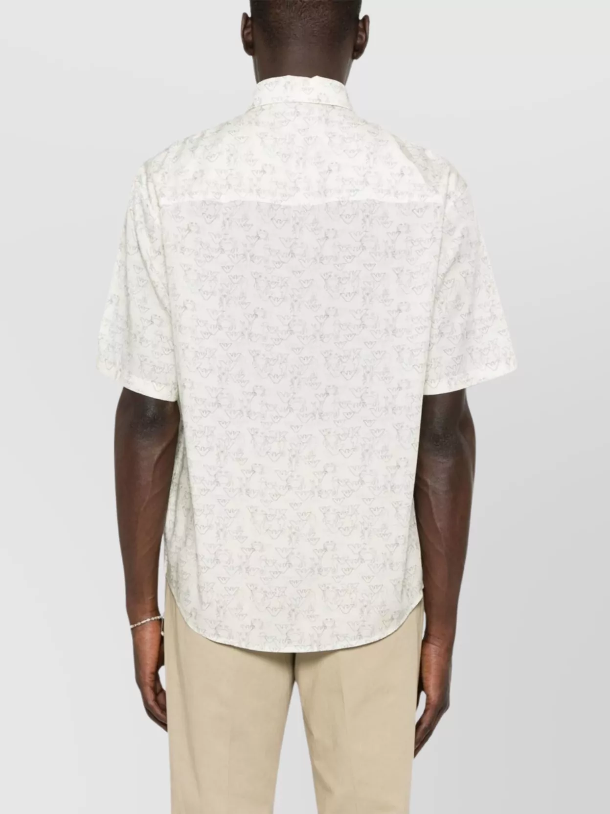 Emporio Armani Printed Button-Down Collar Short Sleeve Shirt