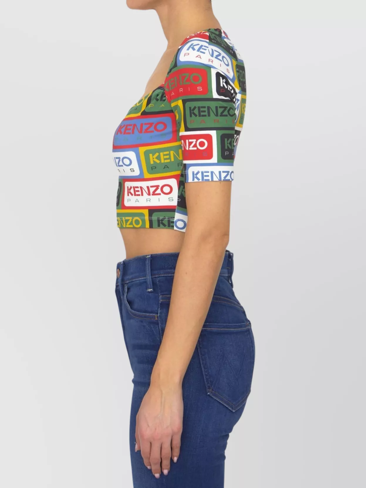 Kenzo Logo Print Cropped Top In Multi