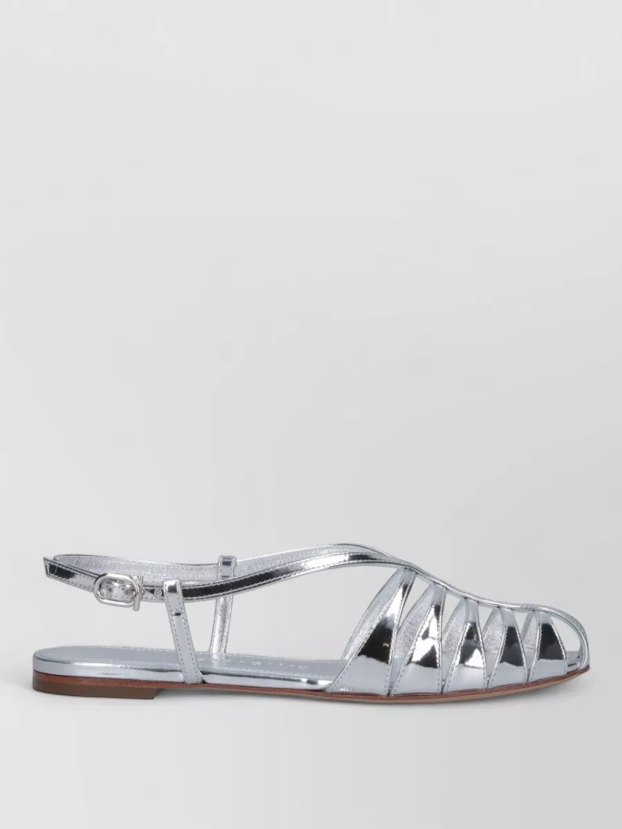 Ferragamo Sandal Flat Sole Metallic Finish Open Toe