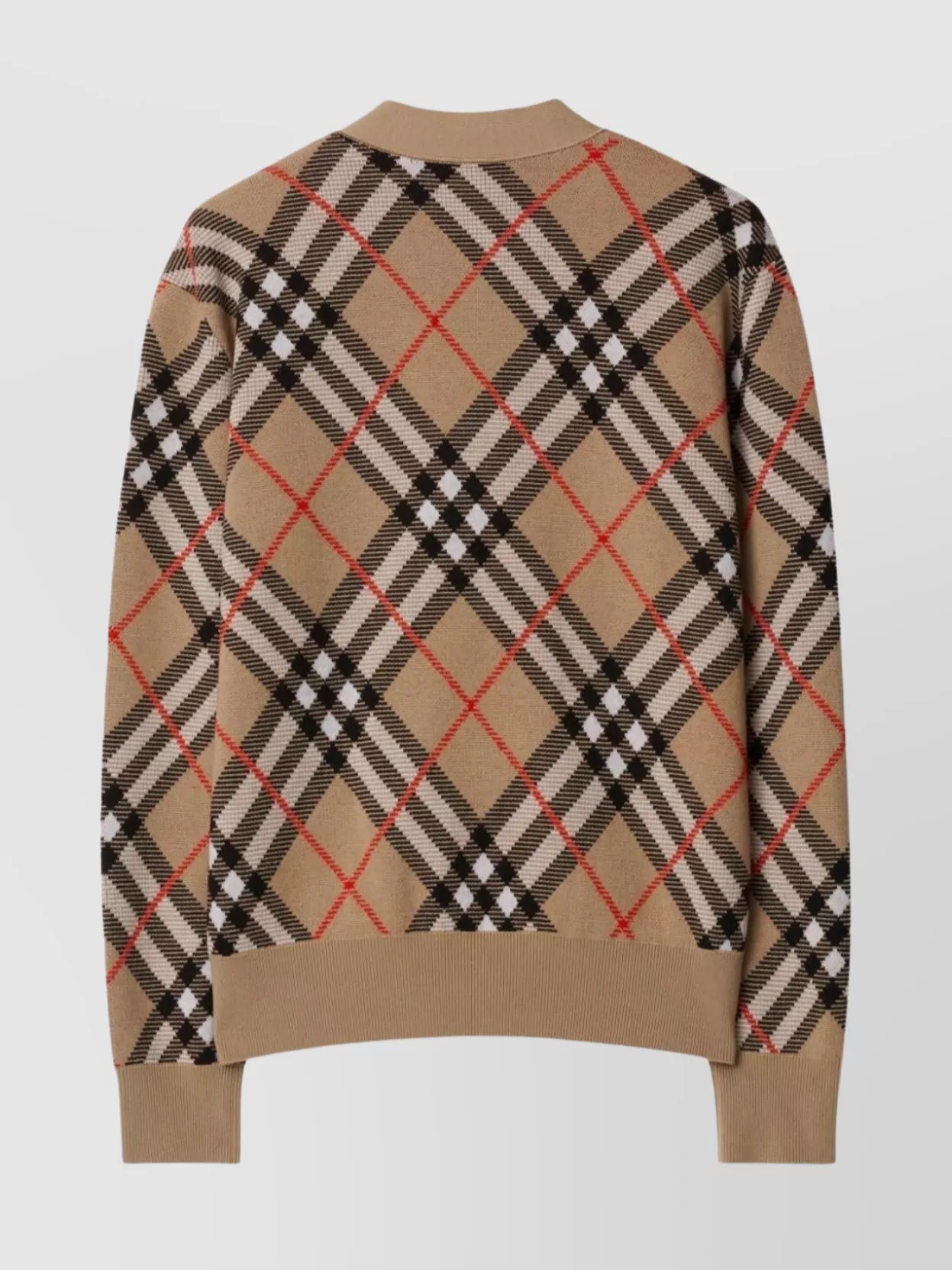 Burberry Check Pattern V-Neck Cardigan With Ribbed Cuffs