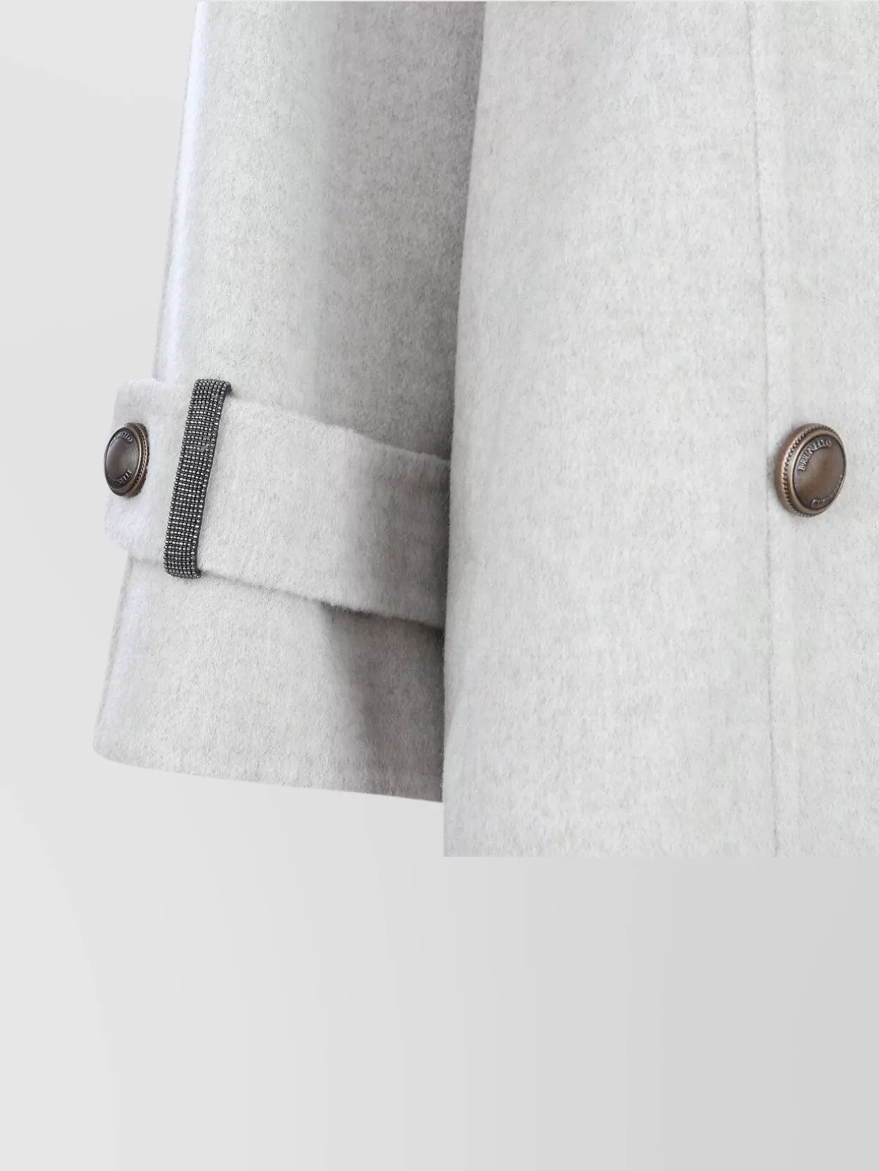 Brunello Cucinelli Buttoned Collar Long Sleeve Coat With Pockets