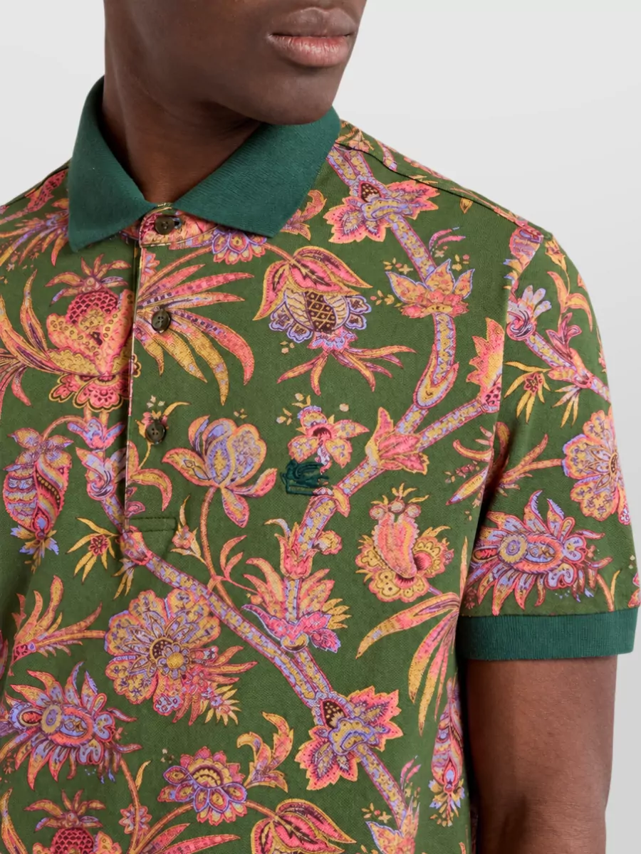Etro Cotton Printed Short-Sleeve Polo Shirt
