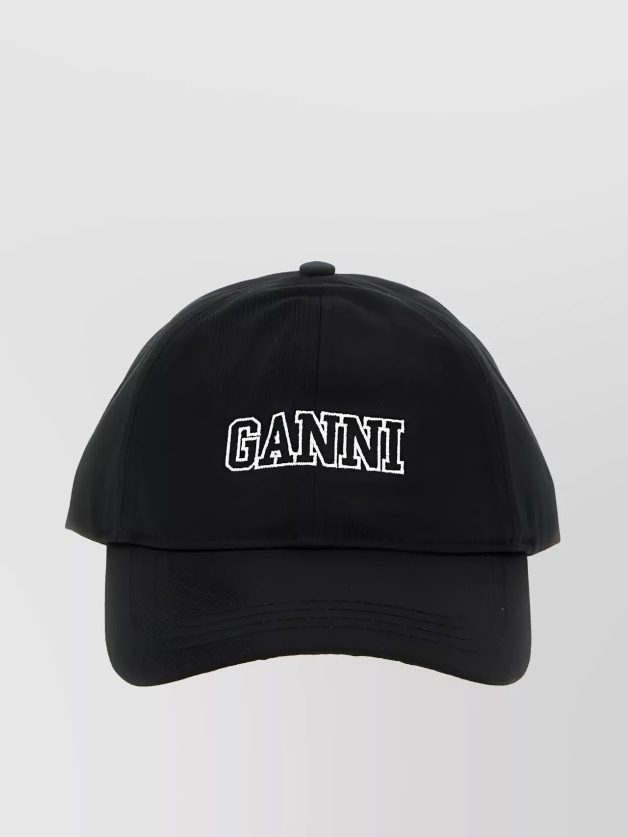 Ganni Curved Brim Hat With Ventilation In Black