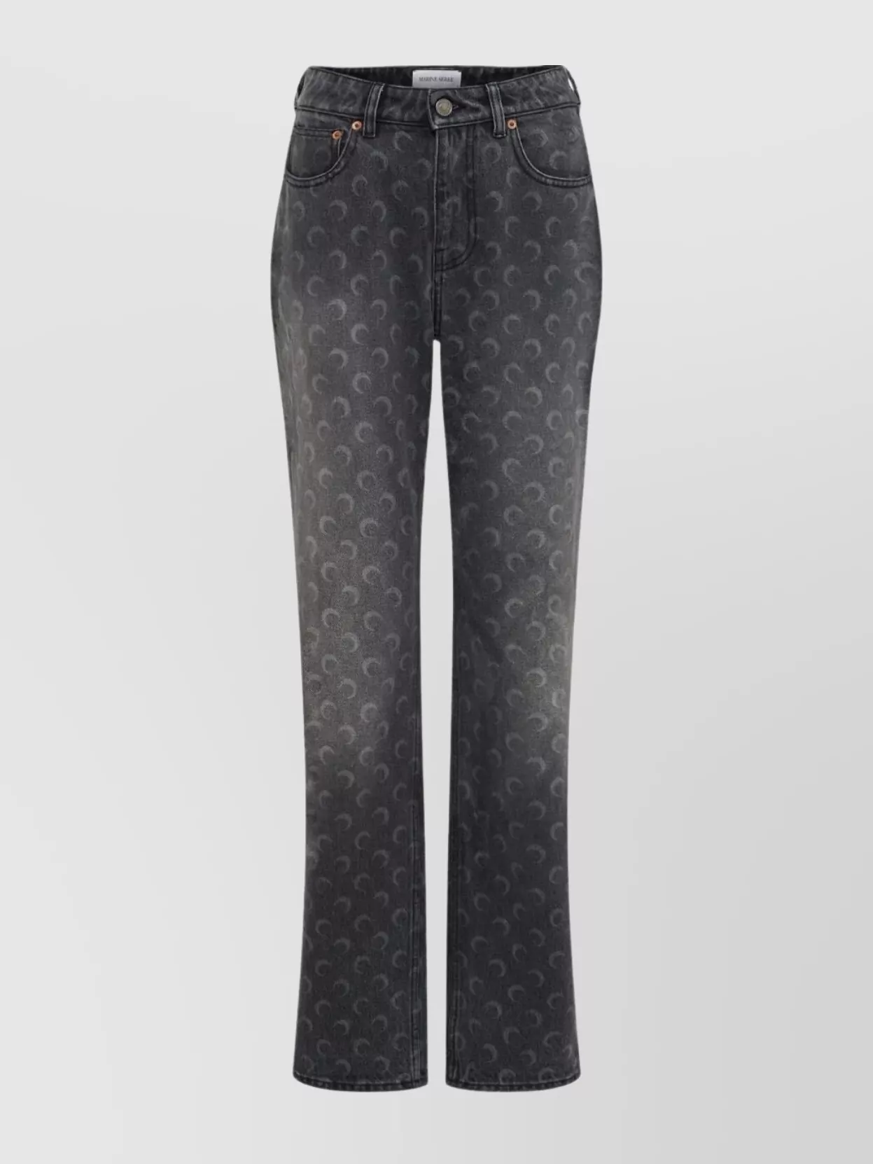 Marine Serre Cotton Jeans With Moon Print And Pockets In Black