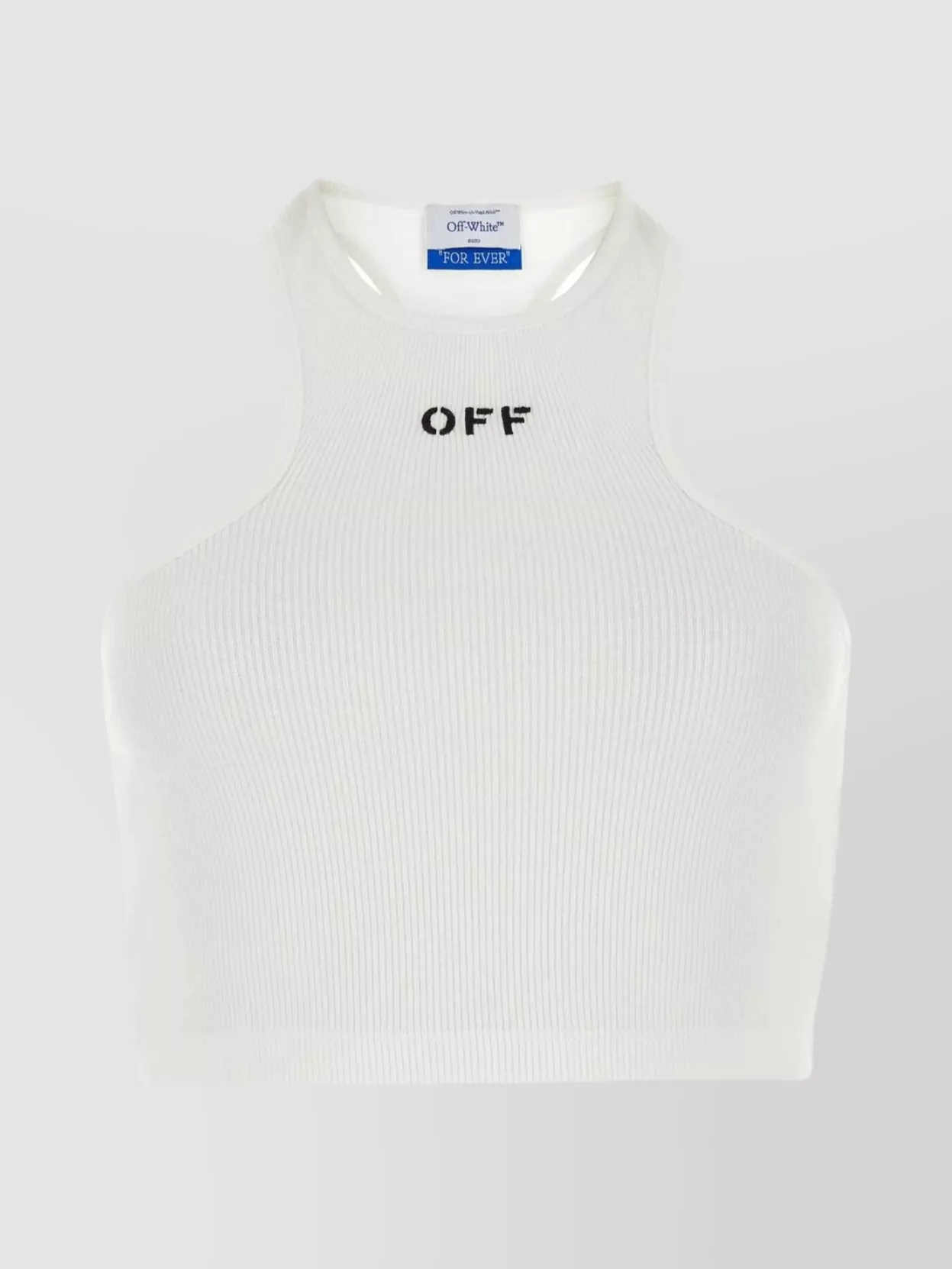 Shop Off-white Cotton Racerback Crop Top In White