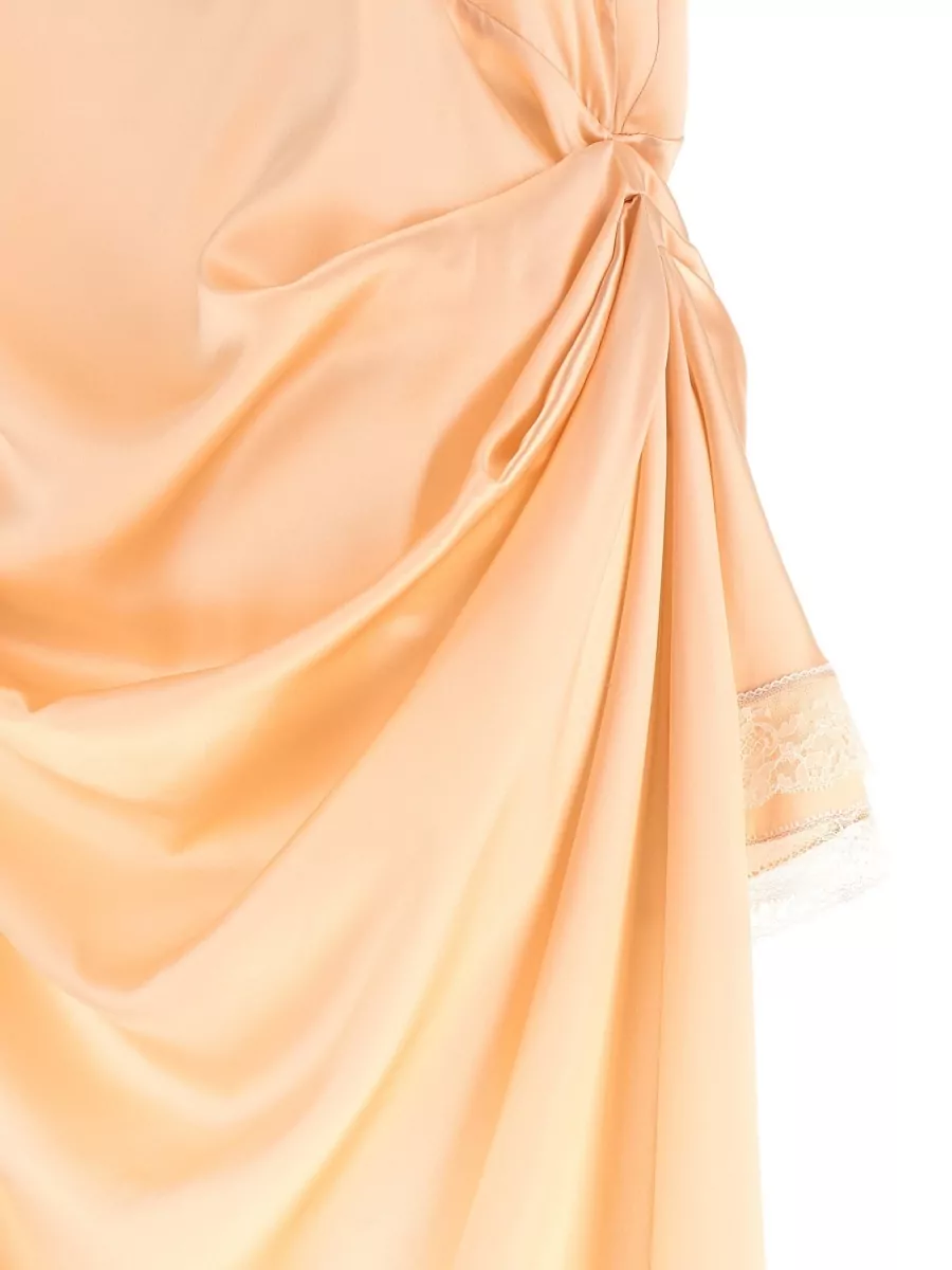 Magda Butrym Silk Lace-Trim Asymmetric Draped Maxi Dress