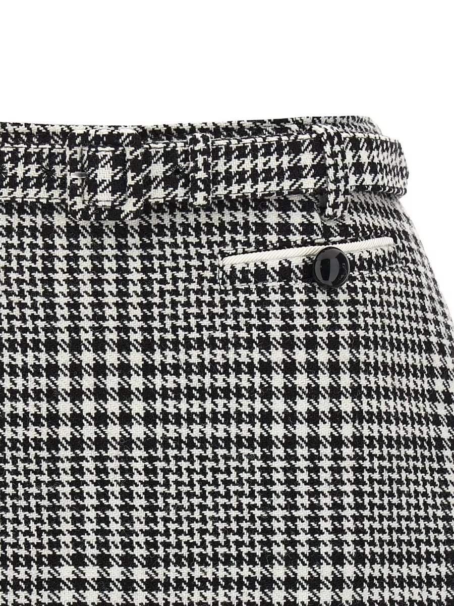 Self-Portrait Bouclé Wool Houndstooth Skort