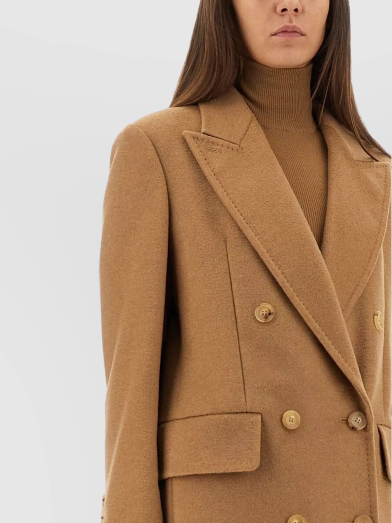 Max Mara Double Breasted Longline Coat In Brown