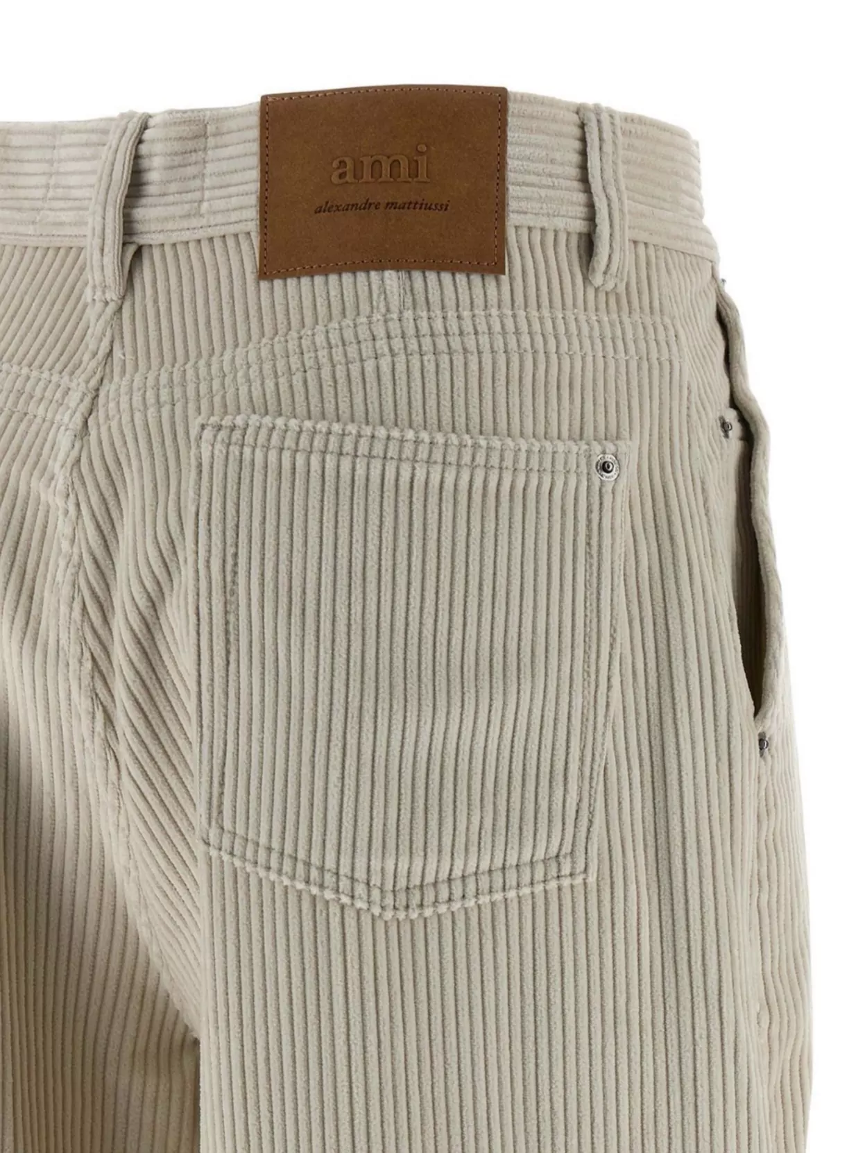 Ami Paris Ribbed Texture Trousers With Pockets And Loops