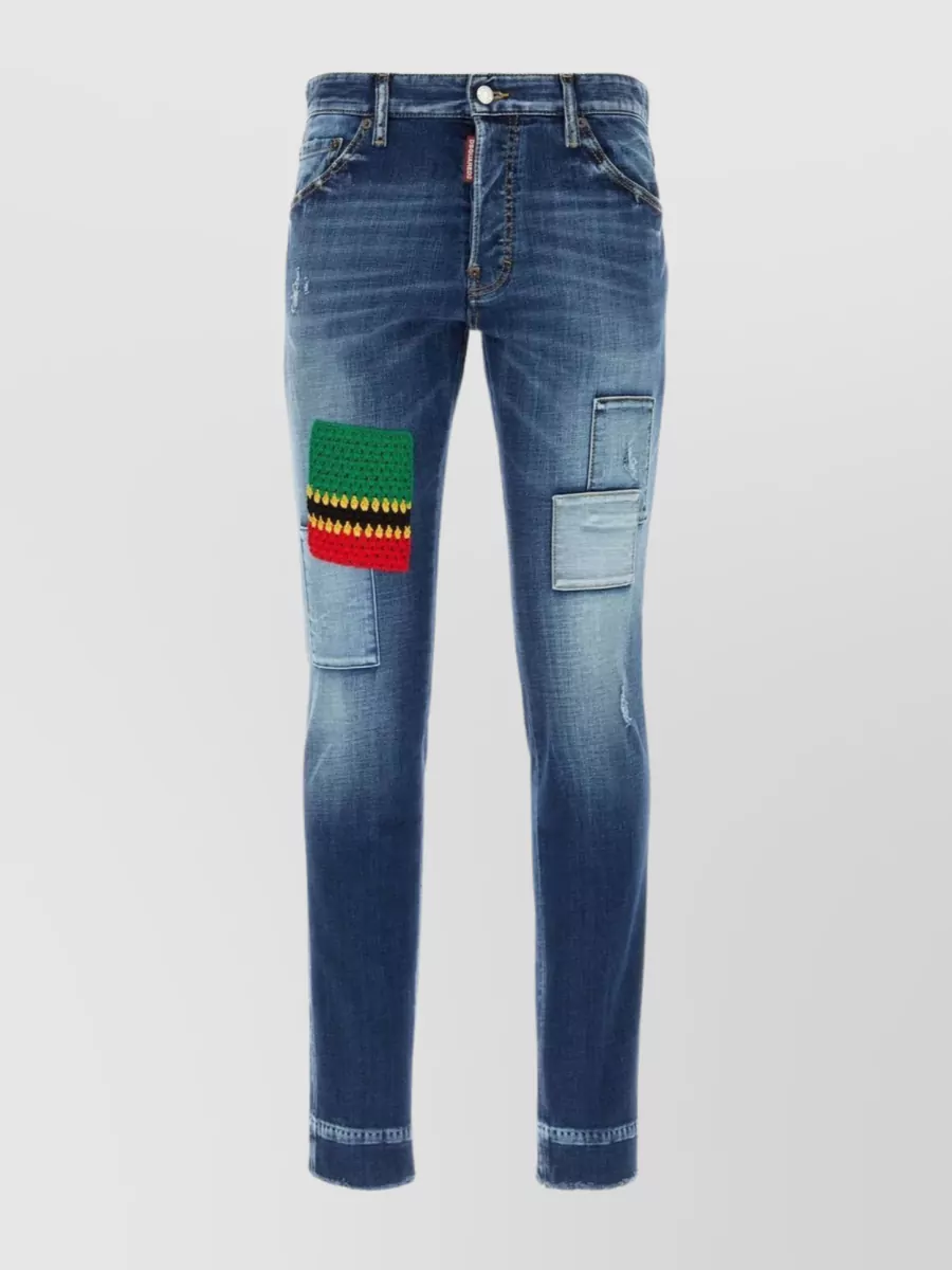 Shop Dsquared2 Waist Belted Distressed Denim Trousers In Blue