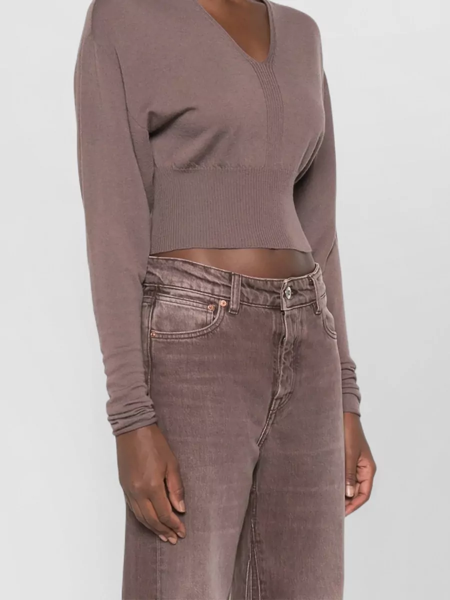 Rick Owens Virgin Wool V-Neck Cropped Jumper