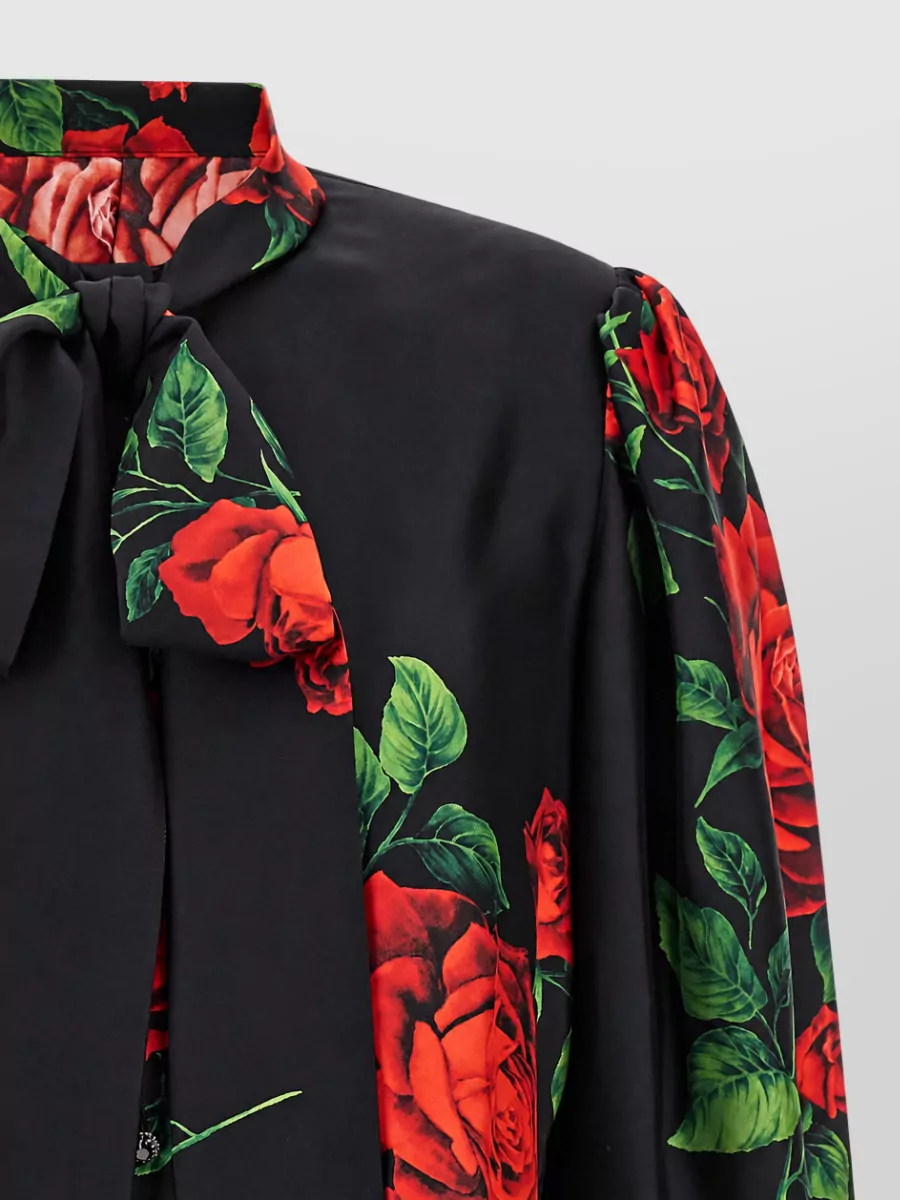 Dolce&Gabbana Silk Floral-Print Long-Sleeve Blouse
