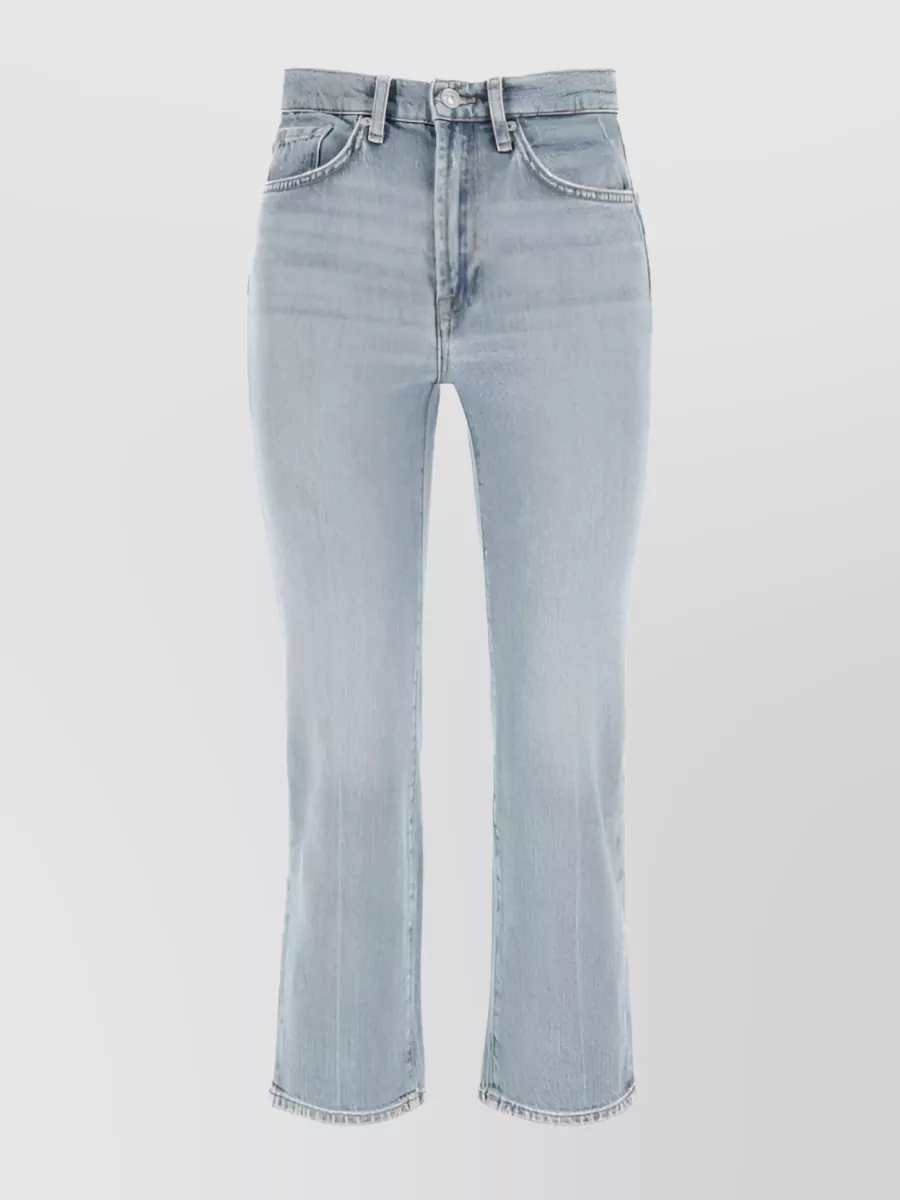 Shop 7 For All Mankind Cropped Straight Leg Denim Jeans In Blue