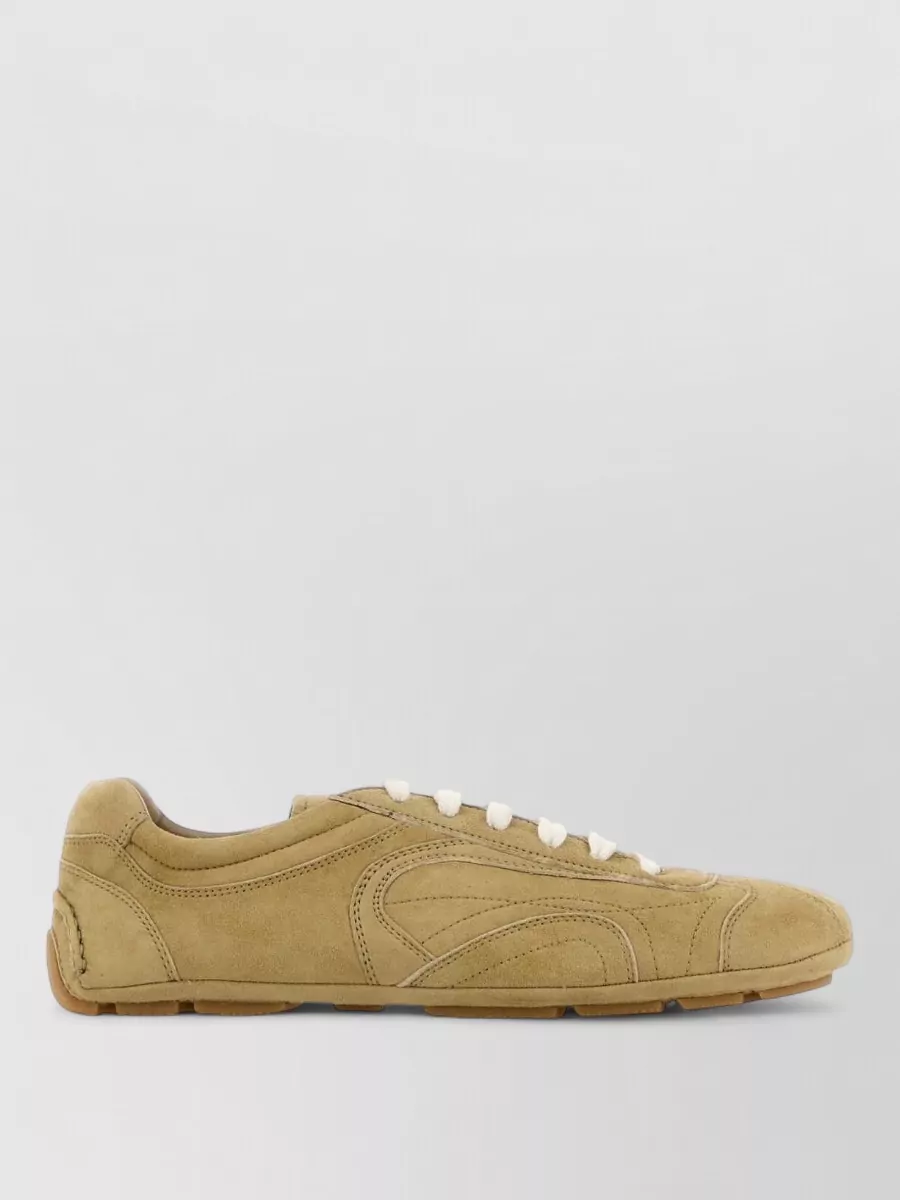 Prada suede leather low-top sneakers