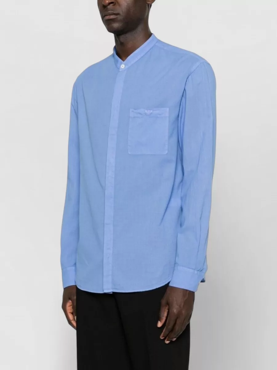 Emporio Armani Cotton Mandarin Collar Long-Sleeve Shirt