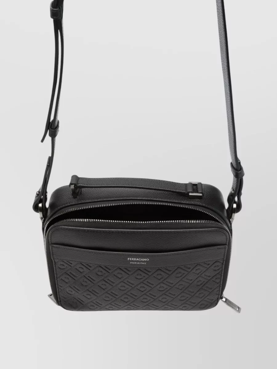 Ferragamo Leather Embossed Crossbody Bag