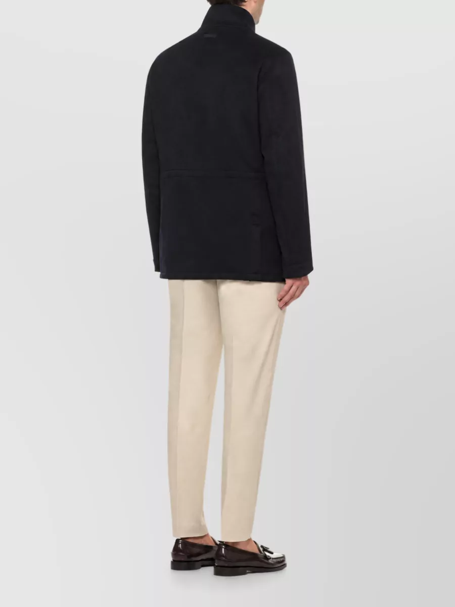 Lardini Cashmere Virgin Wool High Neck Long Sleeve Coat