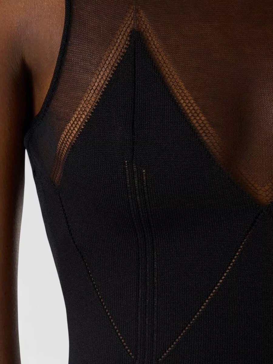 Elisabetta Franchi Knit V-Neck Long-Sleeve Knee-Length Dress