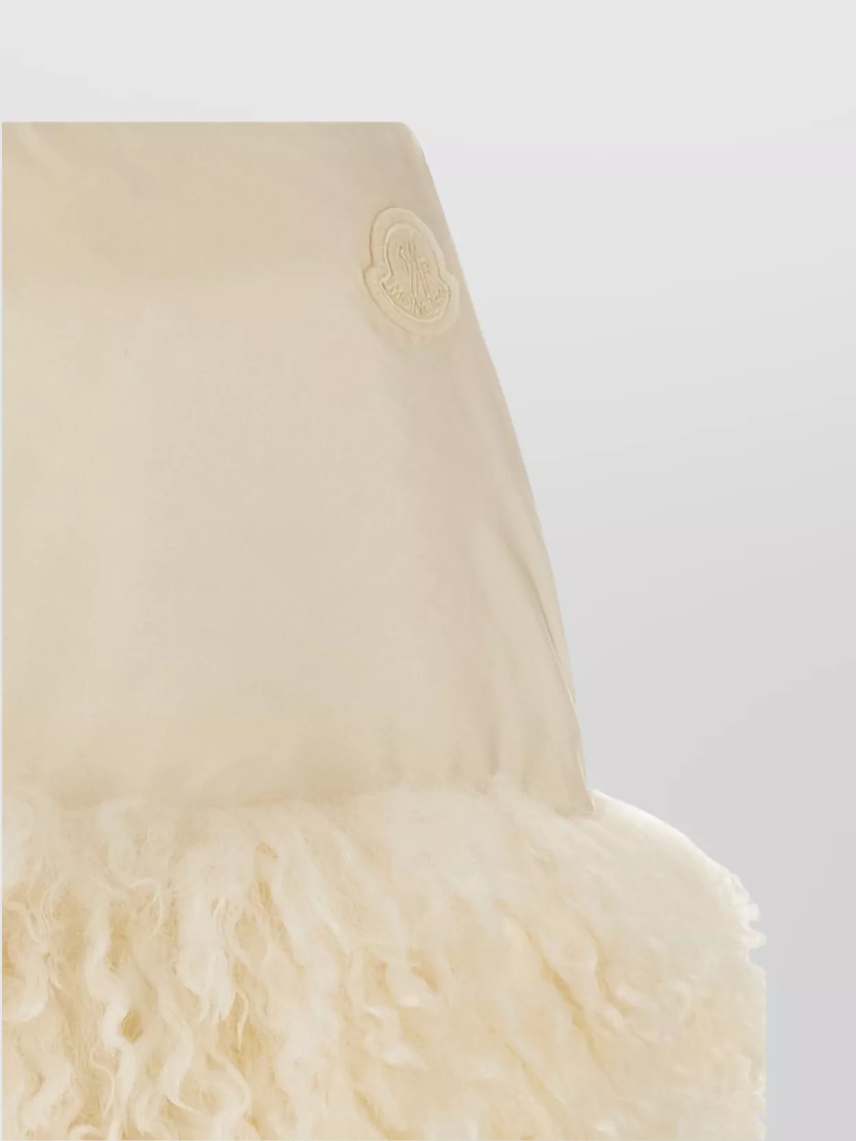 Moncler High Waist Textured Skirt With Fur Trim