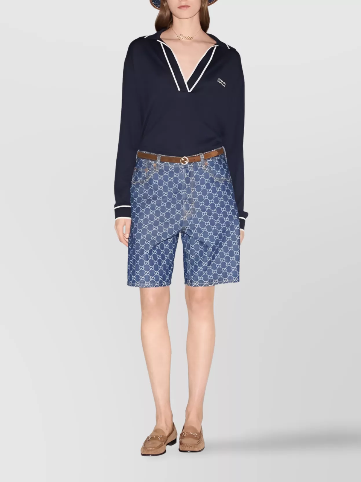 Gucci Polo Top Intarsia Contrast Trim