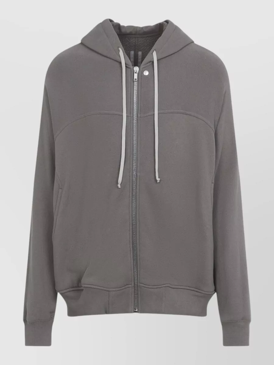 Rick Owens Hooded Jacket Drawstring Ribbed Cuffs Hem