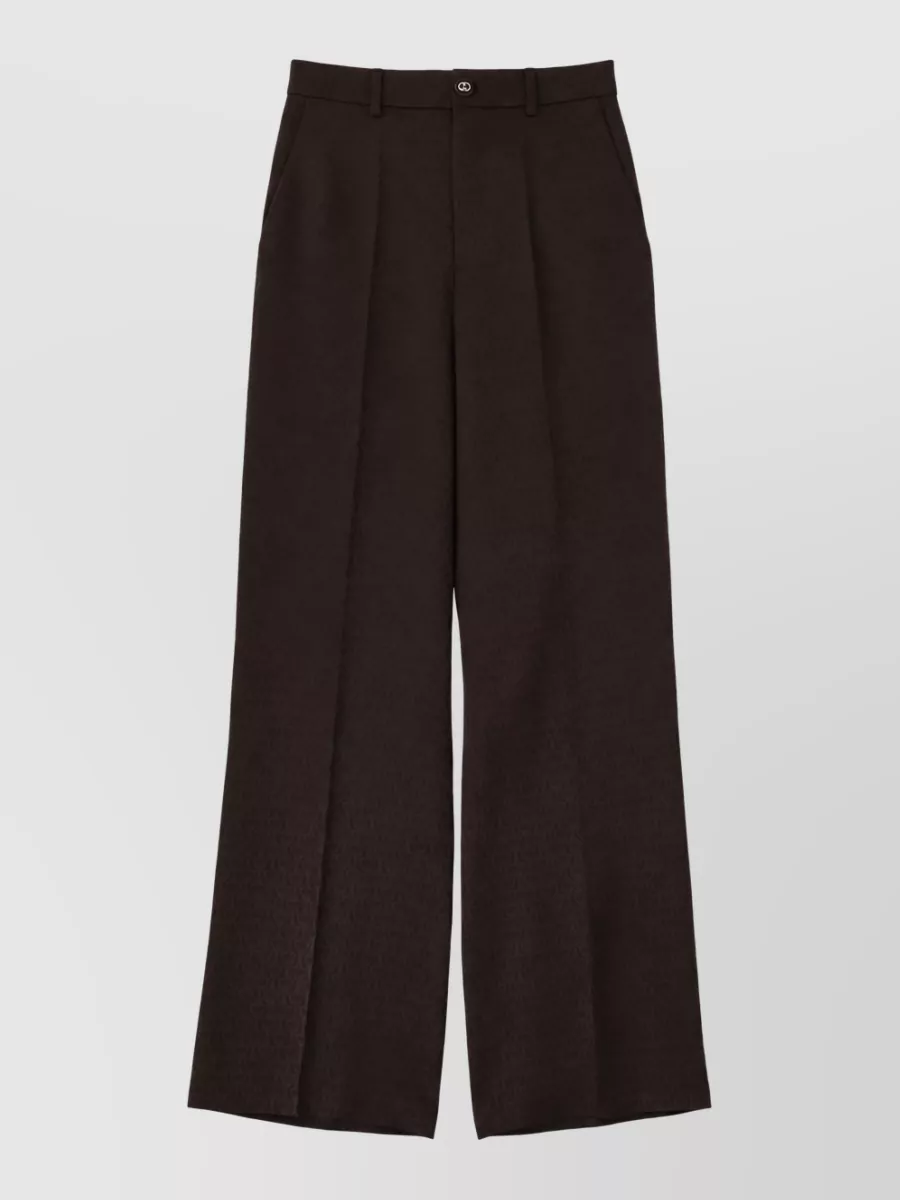 Gucci Silk Jacquard High Waist Wide Leg Pants