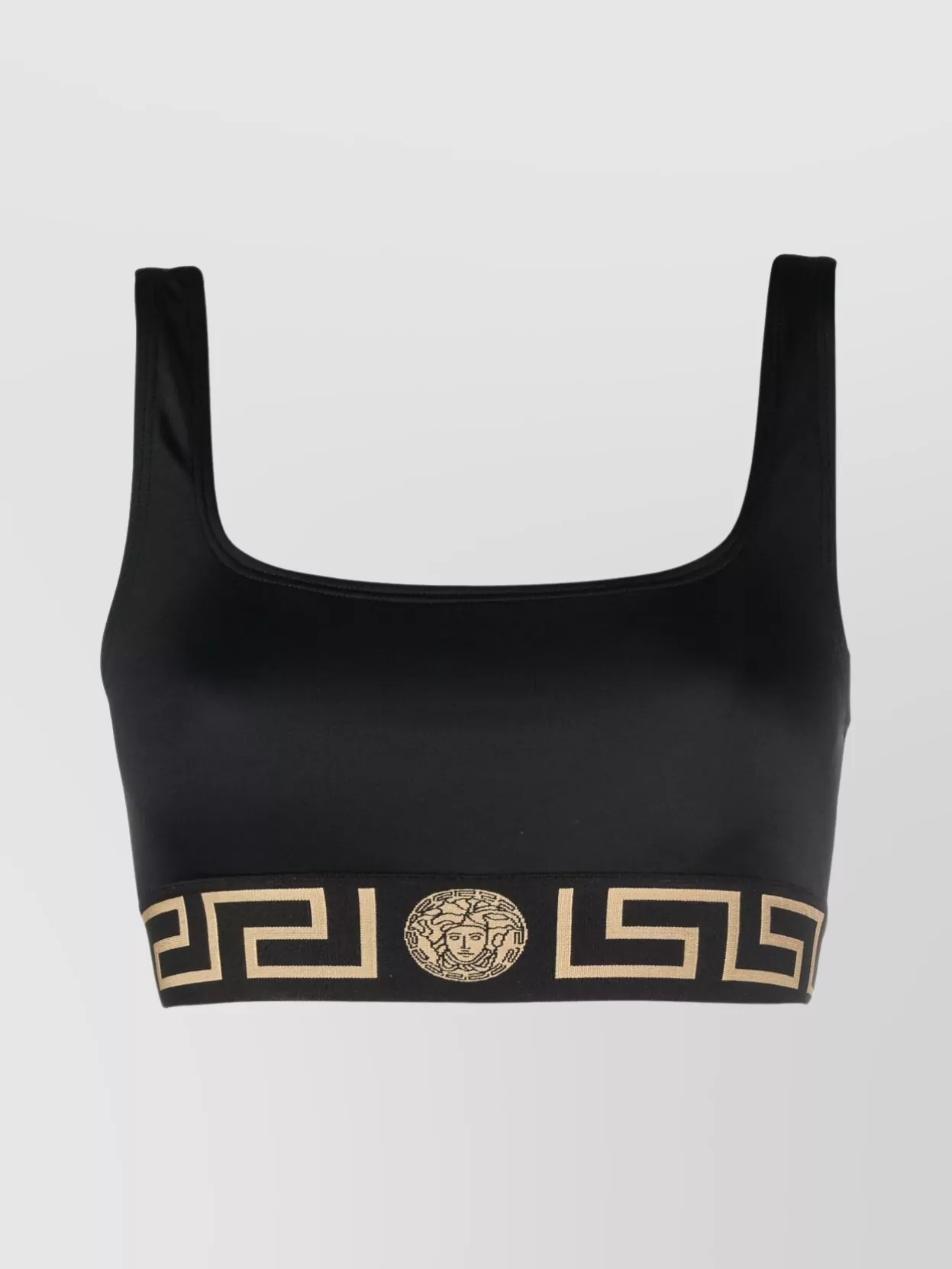 Shop Versace Square Neckline Bikini Top With Greca Border