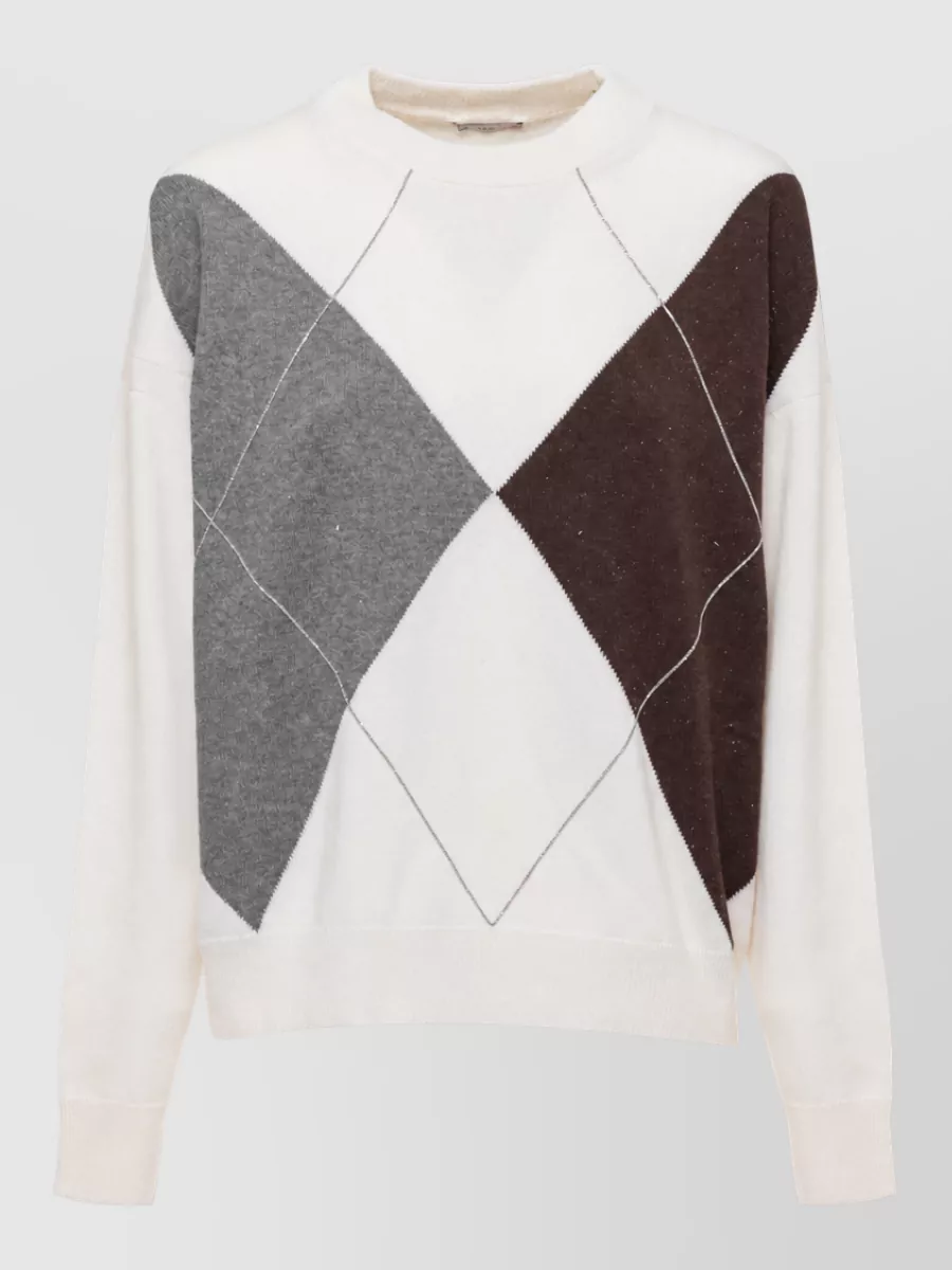 Peserico wool silk cashmere geometric knit sweater