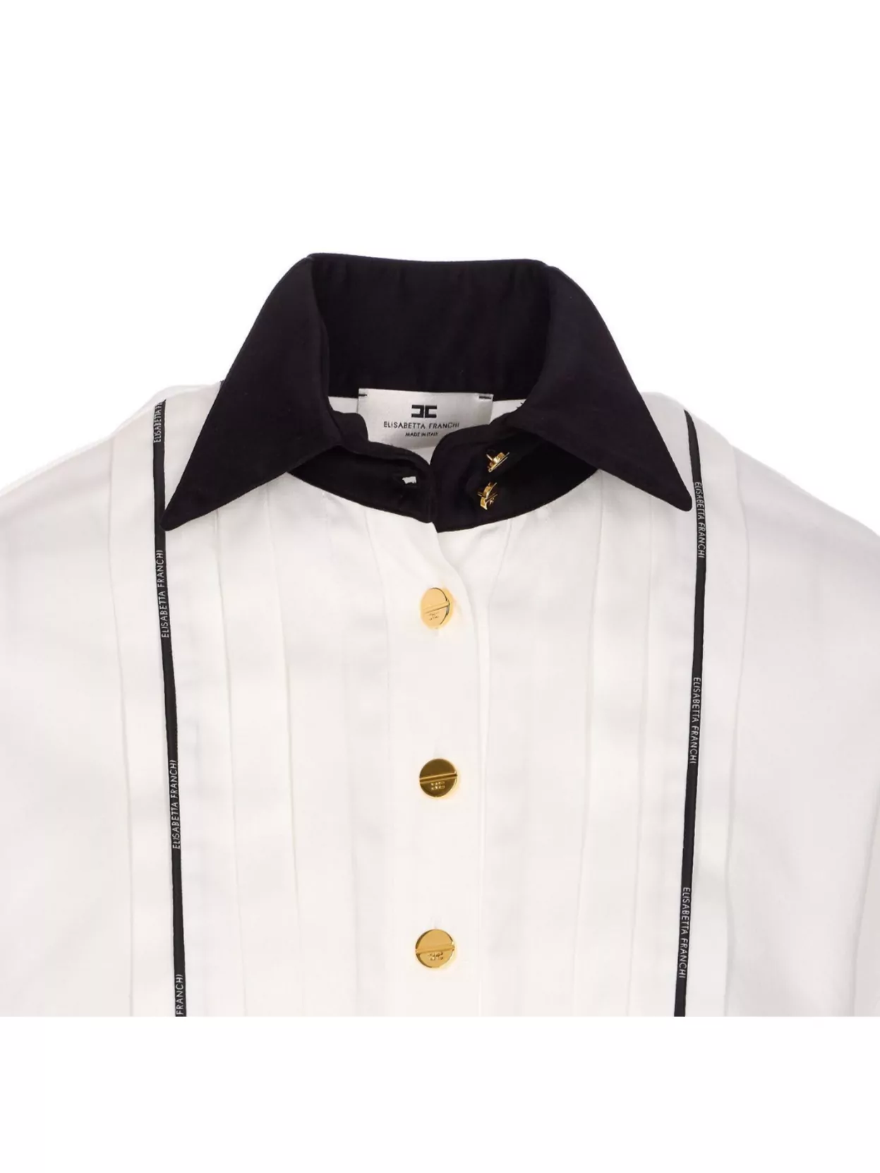Elisabetta Franchi Casual Contrast Collar Crewneck Embroidered Long Sleeves