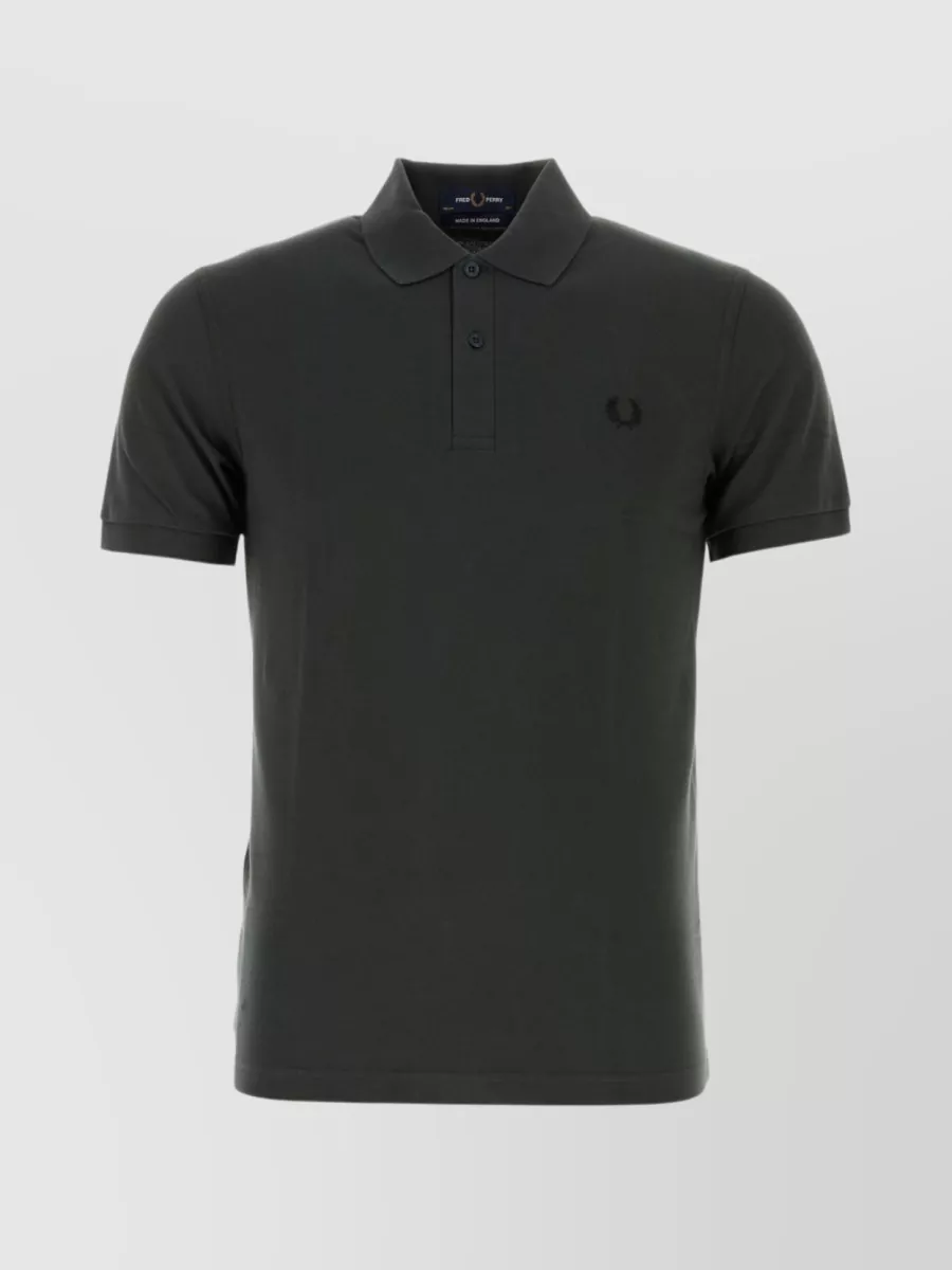 Shop Fred Perry Cotton Piquet Polo With Ribbed Collar And Straight Hem In Black