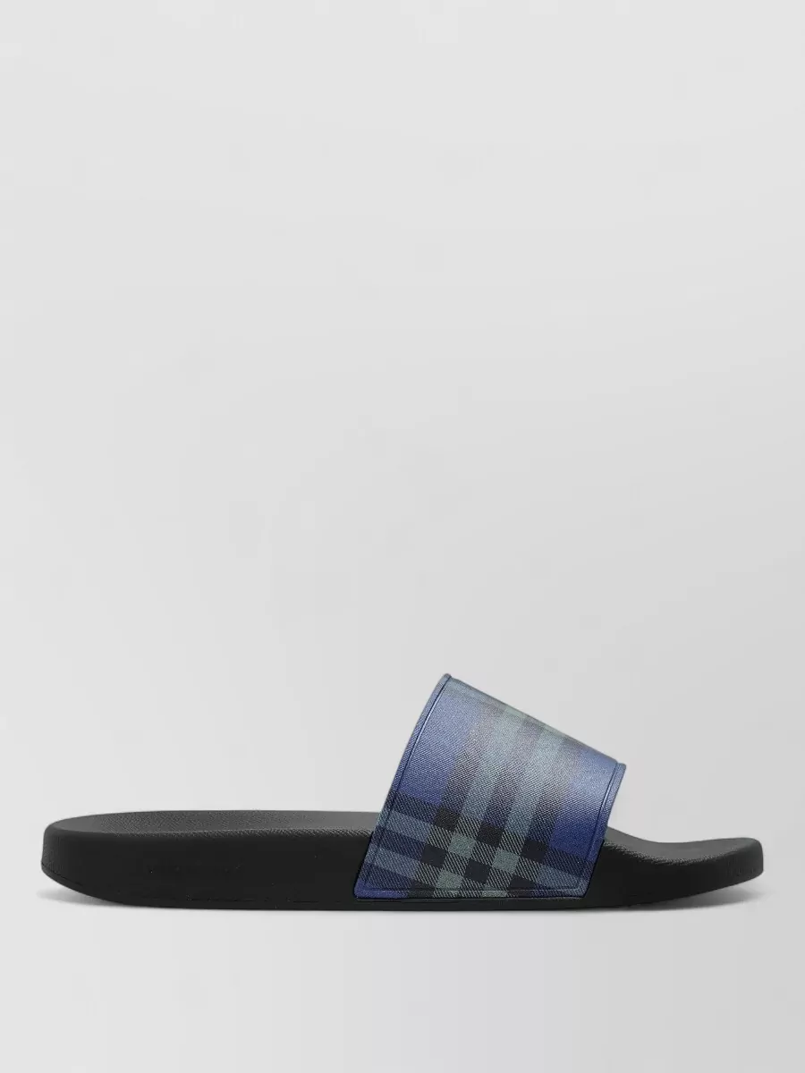 Burberry Check Pattern Flat Sole Slide Sandals
