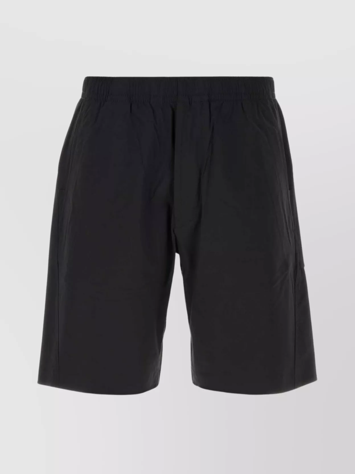 Stone Island Drawstring Stretch Nylon Bermuda Shorts In Black