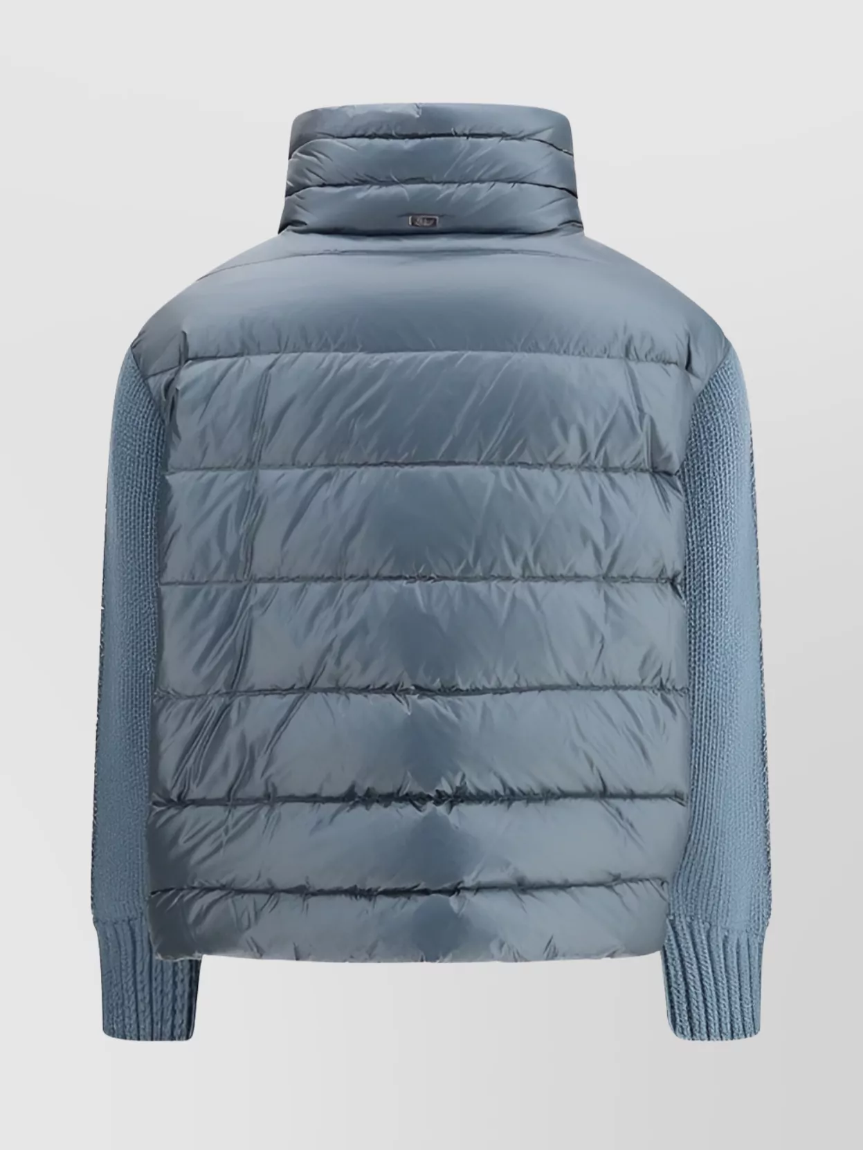 Herno Women Down Jacket With Wool Sleeves In Blue