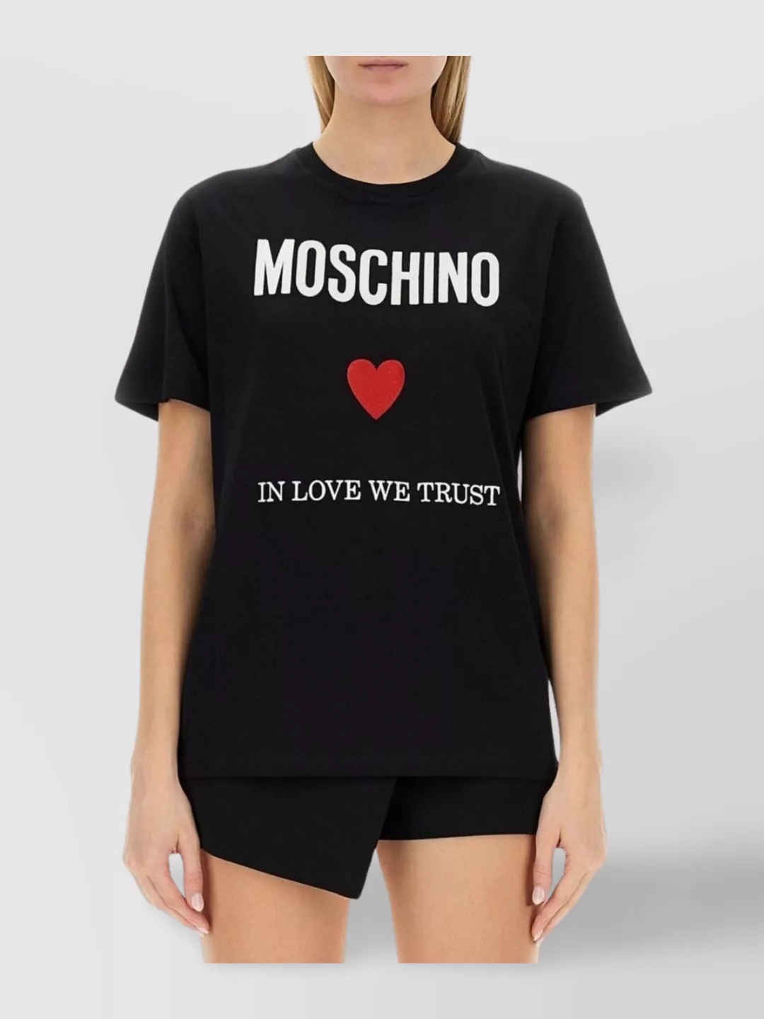 Moschino Black Regular Fit T-shirt With Logo And Heart Graphic