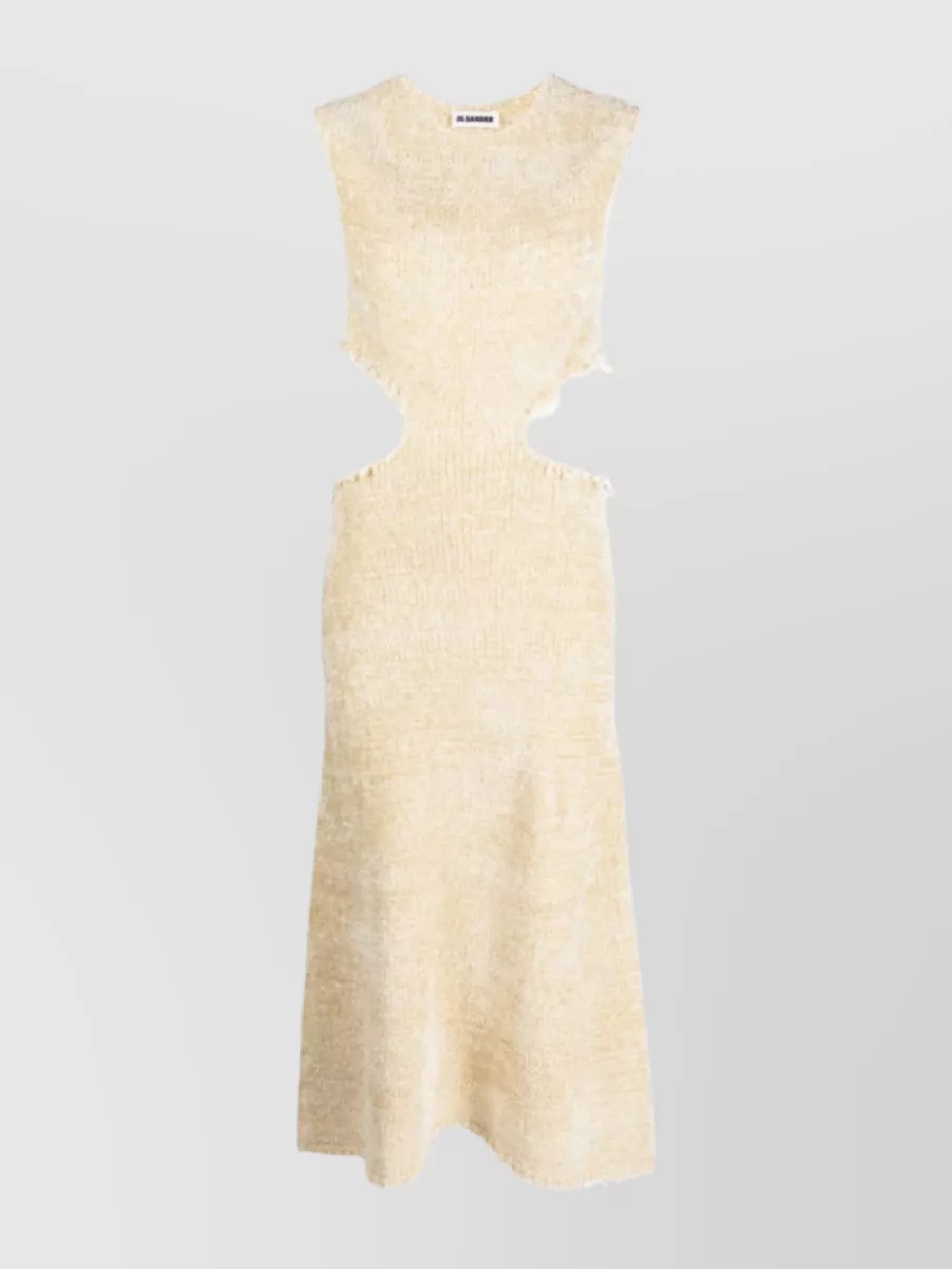 Shop Jil Sander Midi Dress With Silk-cotton Blend And Cut-out Detailing In Pastel
