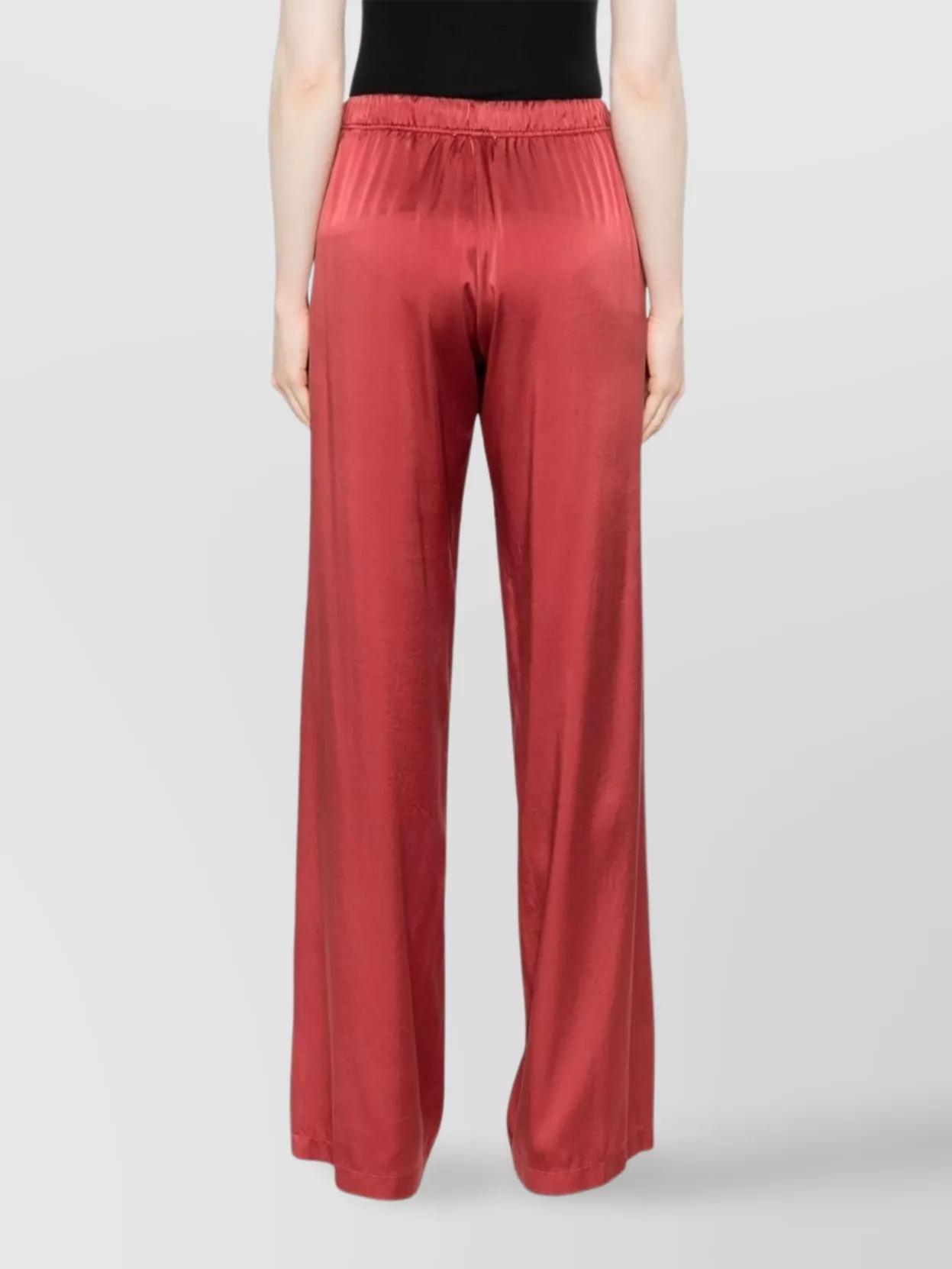 FORTE FORTE SILK TROUSERS WITH ELASTICATED WAISTBAND AND WIDE LEG