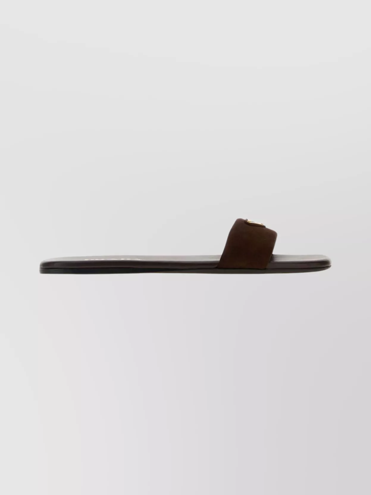 Prada Suede Open Toe Flat Sole Slides In Brown