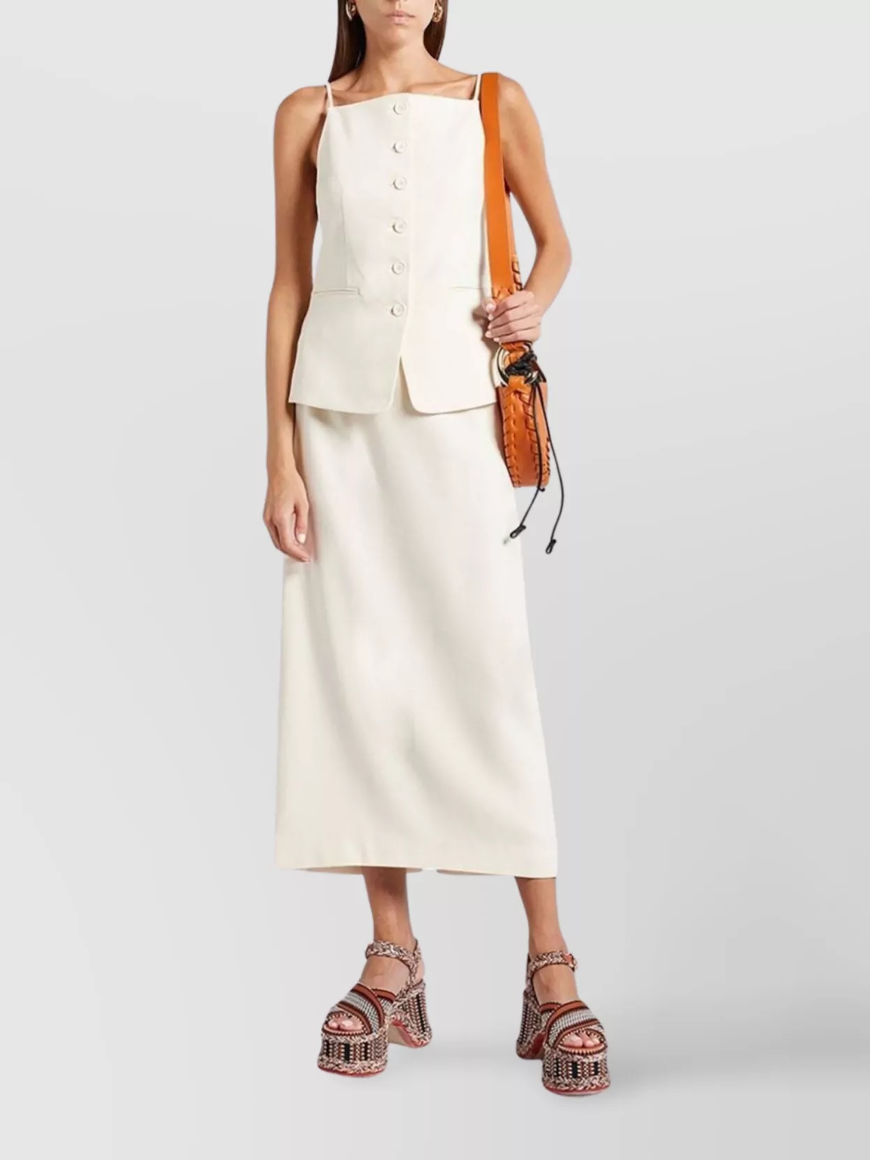 Staud Tailored Skirt With Slit And Pockets In White