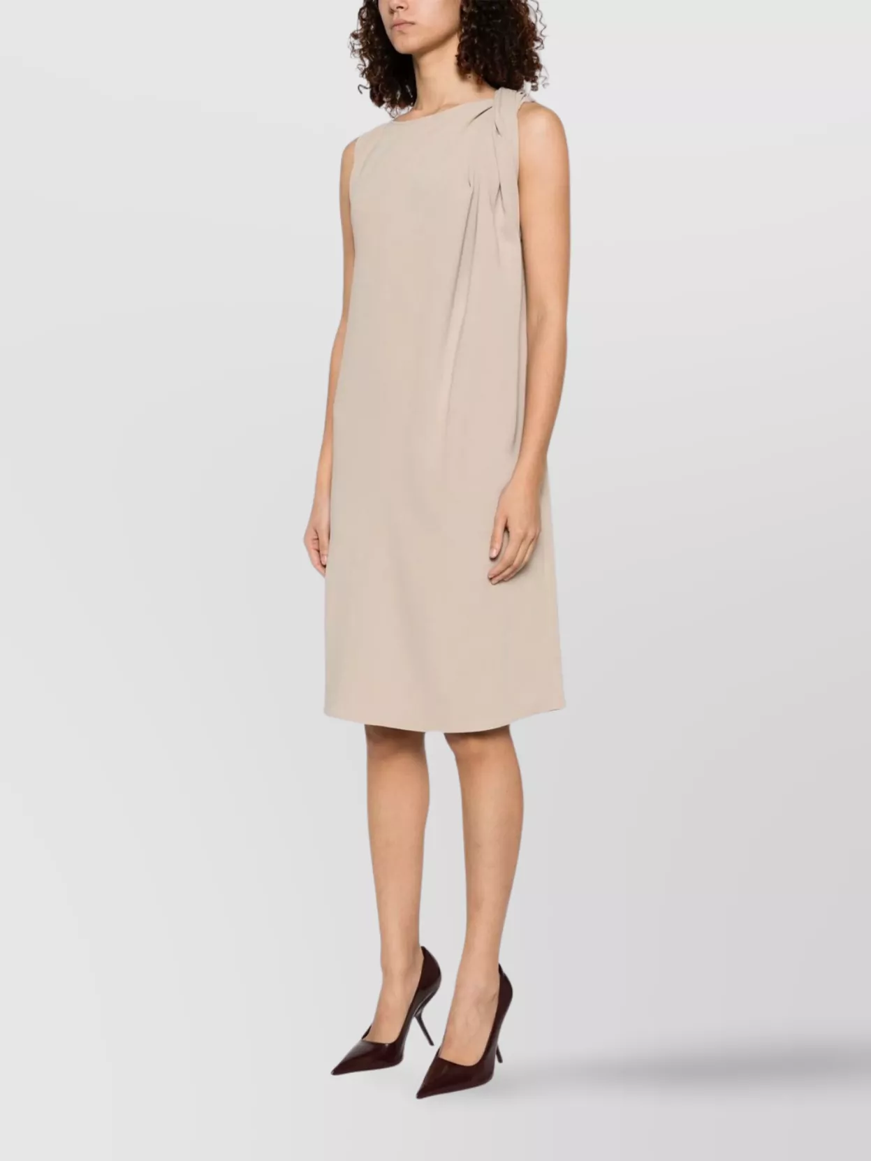 Parosh Draped Detail Sleeveless Round Neck Dress