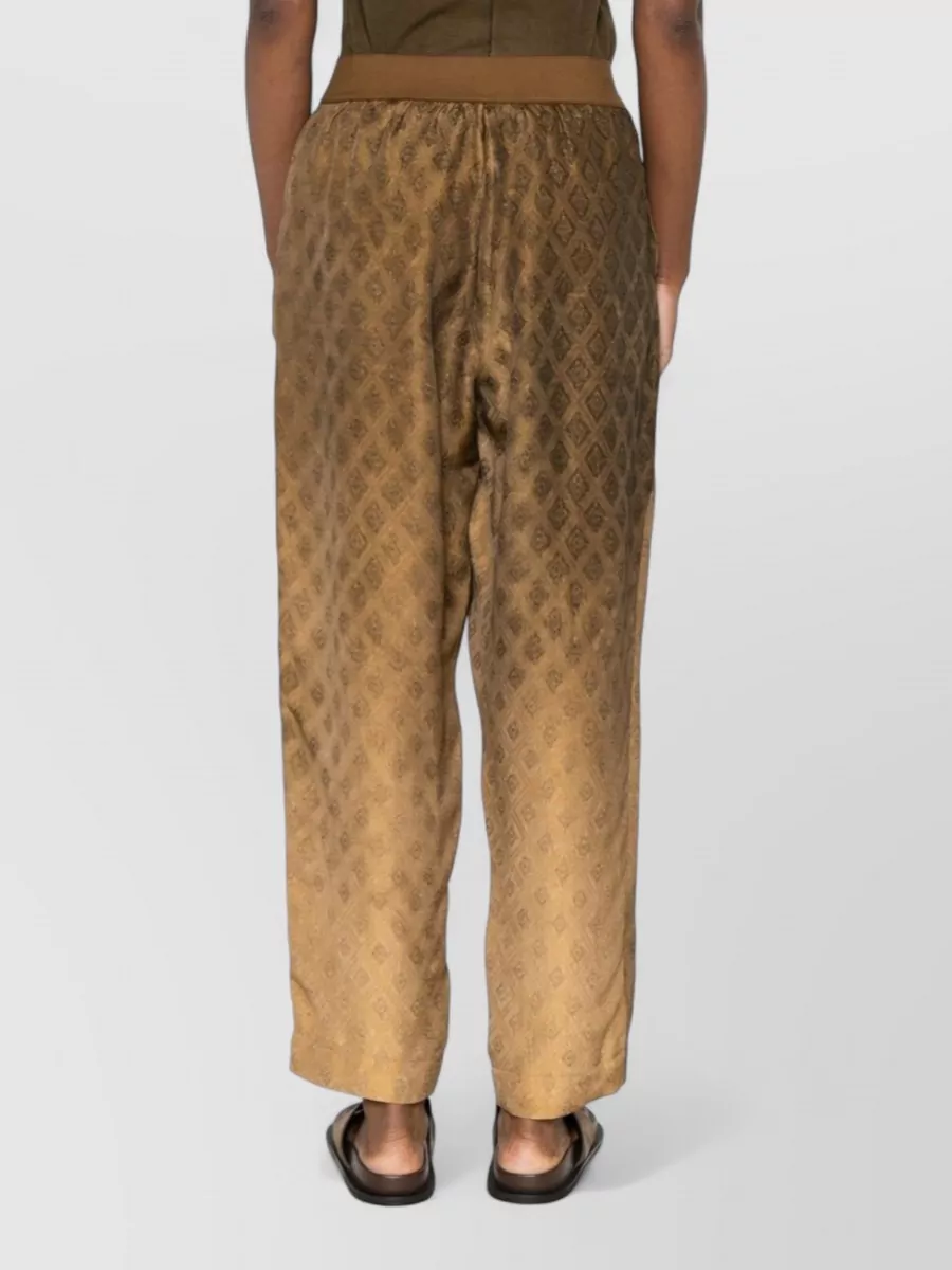 Uma Wang Diamond Print Cropped Wide-Leg Trousers