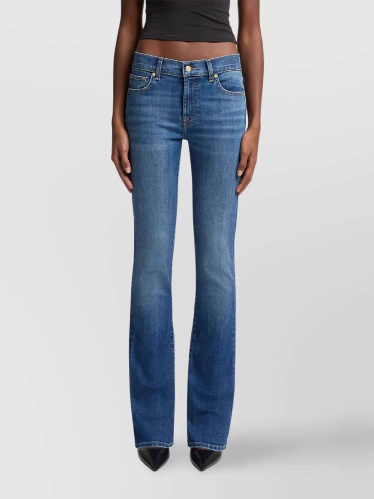 7 For All Mankind Mid Waist Bootcut Jeans In Slim Illusion Denim Clothing In Multi