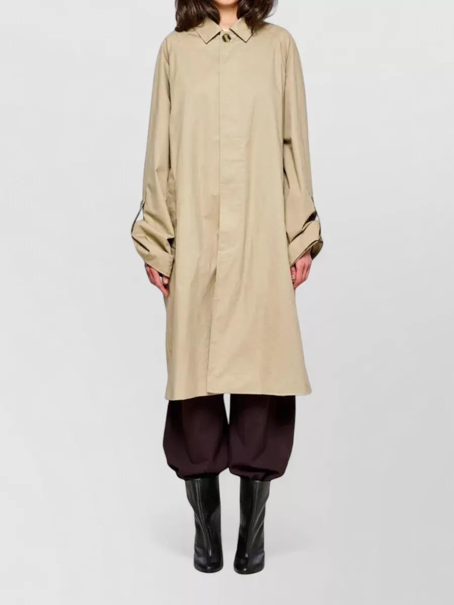 Oof Wear Cotton Trench Coat Collared Long Sleeves
