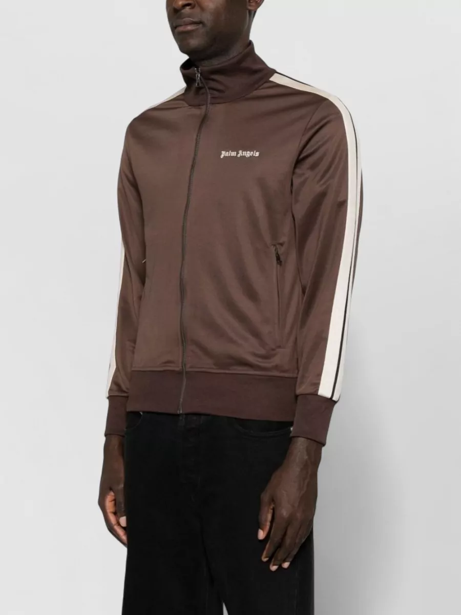 Palm Angels Ribbed Trim Sweatshirt Jacket