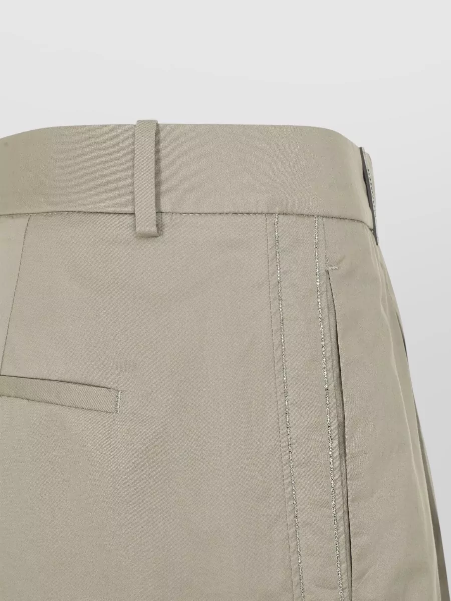 Peserico Cotton Wide Leg Trousers Metal Detail