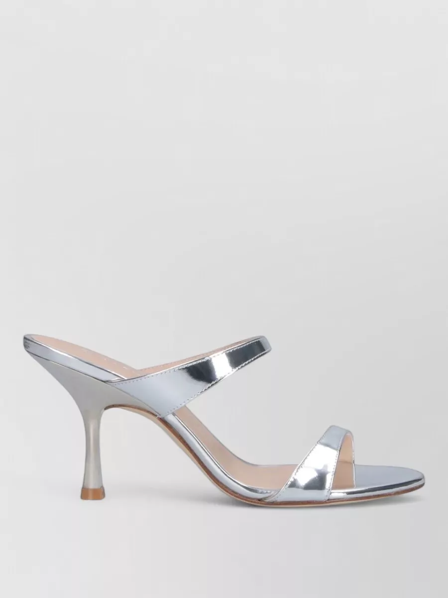Stuart Weitzman Nudist 85 Metallic Leather Mules