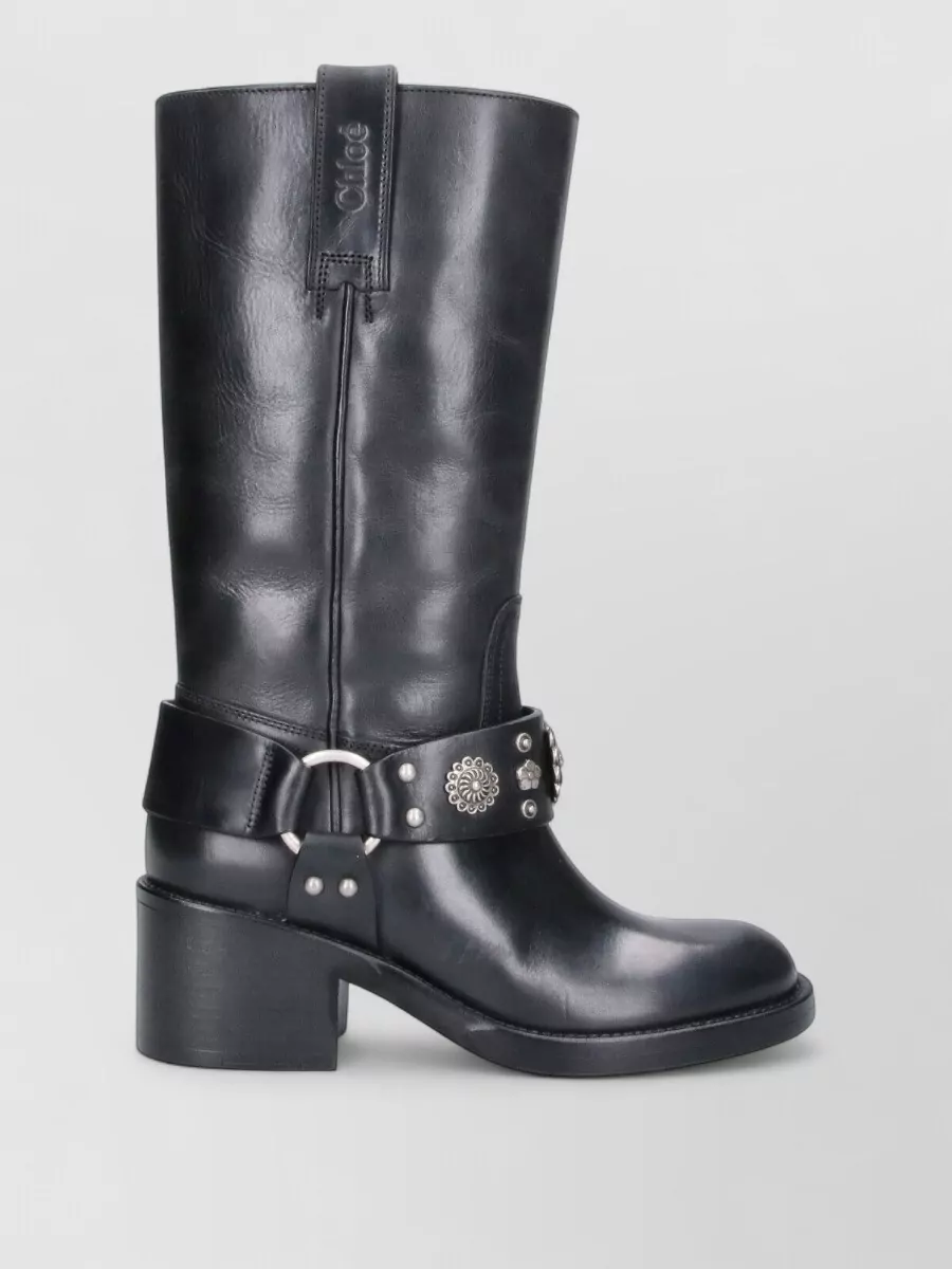 Chloé Leather Studded Knee-High Boots