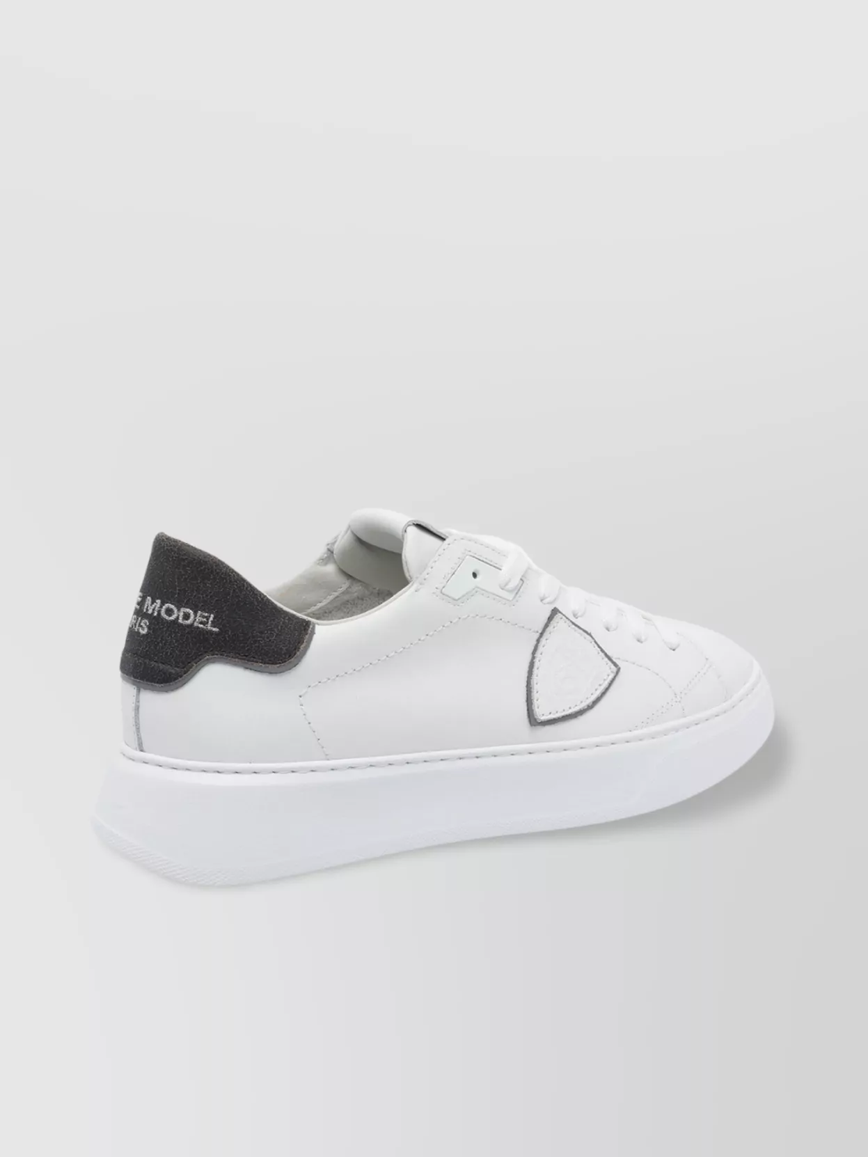Philippe Model Low Top Leather Sneakers With Contrast Heel Tab